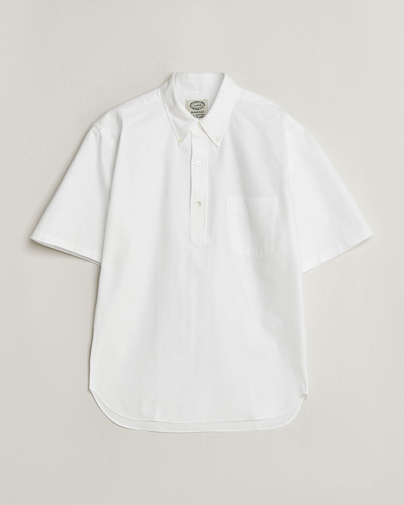 Uomini | Camicie | Kamakura Shirts | Vintage Ivy Half Sleeve Oxford Popover White