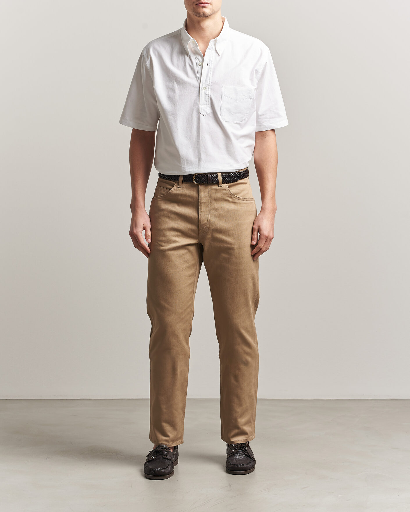 Uomini | Camicie | Kamakura Shirts | Vintage Ivy Half Sleeve Oxford Popover White