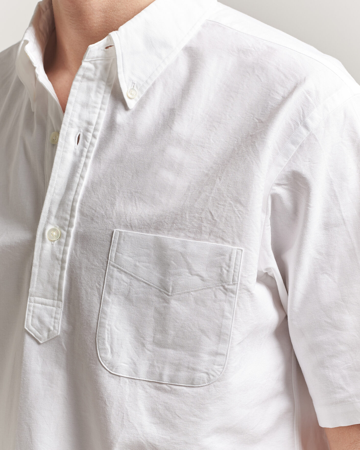 Uomini | Camicie | Kamakura Shirts | Vintage Ivy Half Sleeve Oxford Popover White
