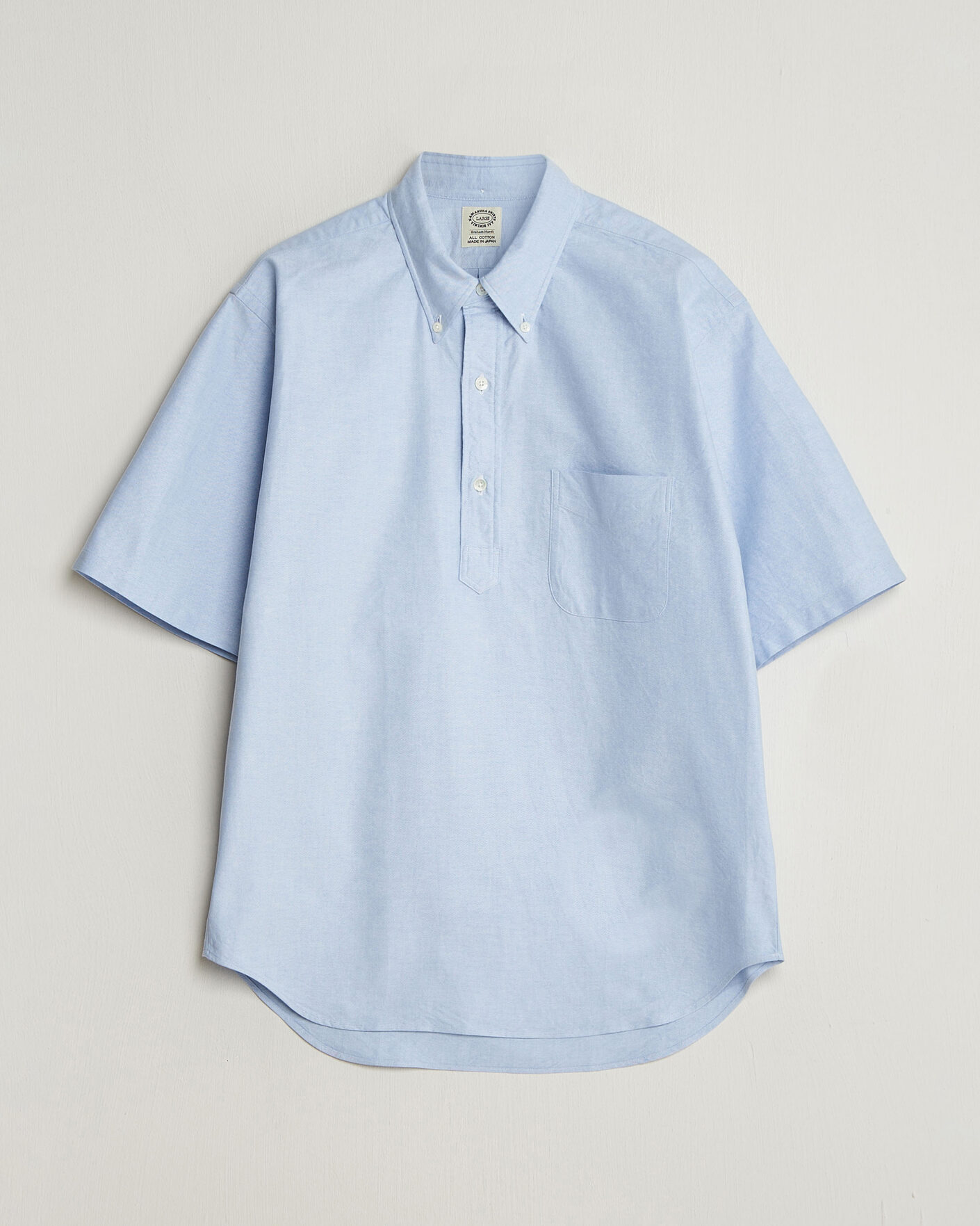 Uomini | Camicie | Kamakura Shirts | Vintage Ivy Half Sleeve Oxford Popover Light Blue