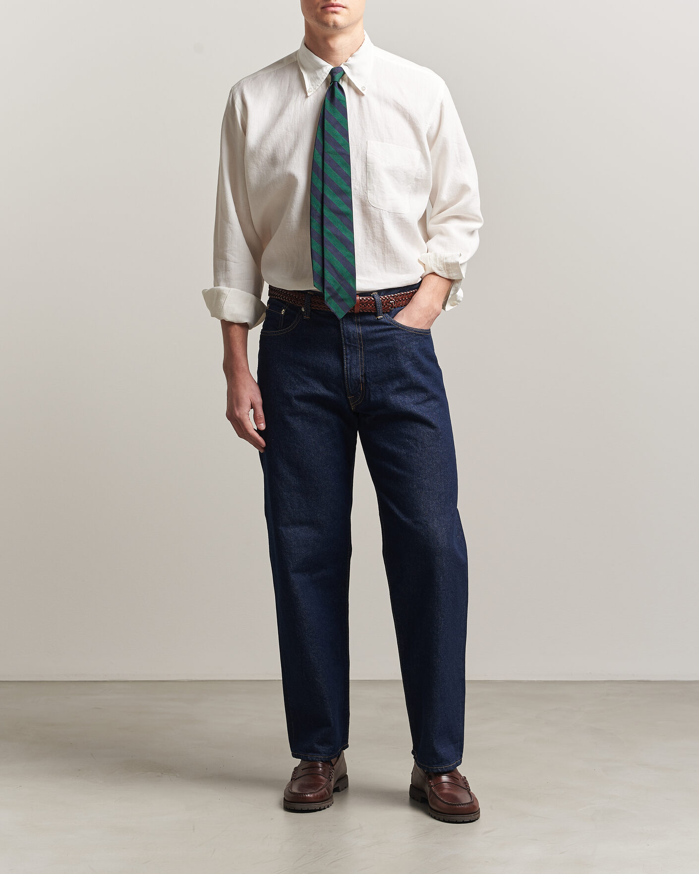 Uomini | Camicie | Kamakura Shirts | Linen Ametora Shirt White