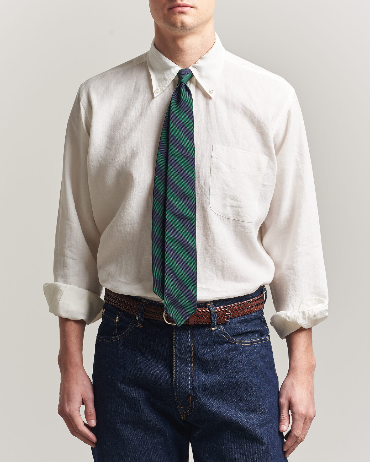 Uomini | Camicie | Kamakura Shirts | Linen Ametora Shirt White