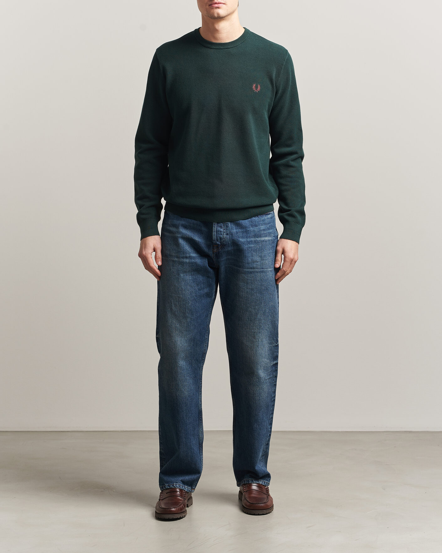 Uomini | Maglieria | Fred Perry | Piqué Stitched Sweater Grassroots Green
