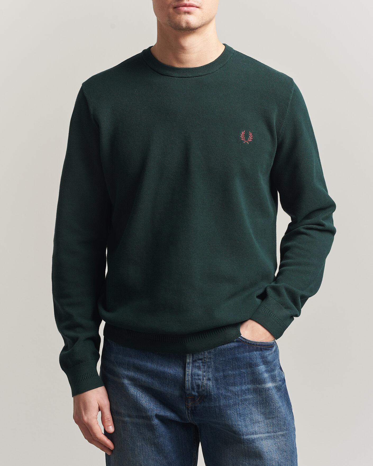 Uomini | Maglieria | Fred Perry | Piqué Stitched Sweater Grassroots Green