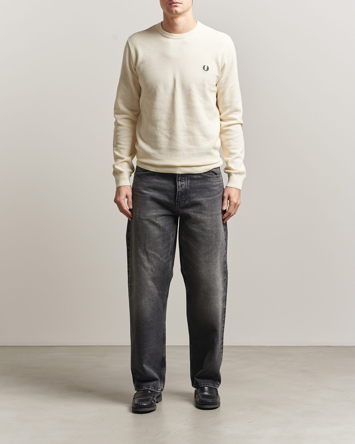 Uomini | Maglieria | Fred Perry | Piqué Stitched Sweater Ecru