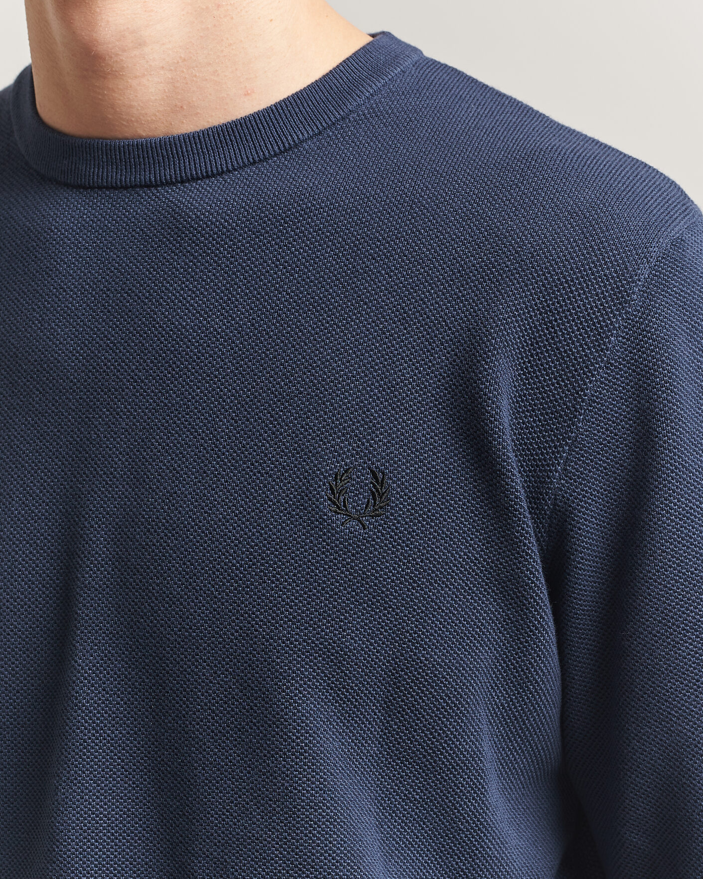 Uomini | Maglieria | Fred Perry | Piqué Stitched Sweater Dark Airforce