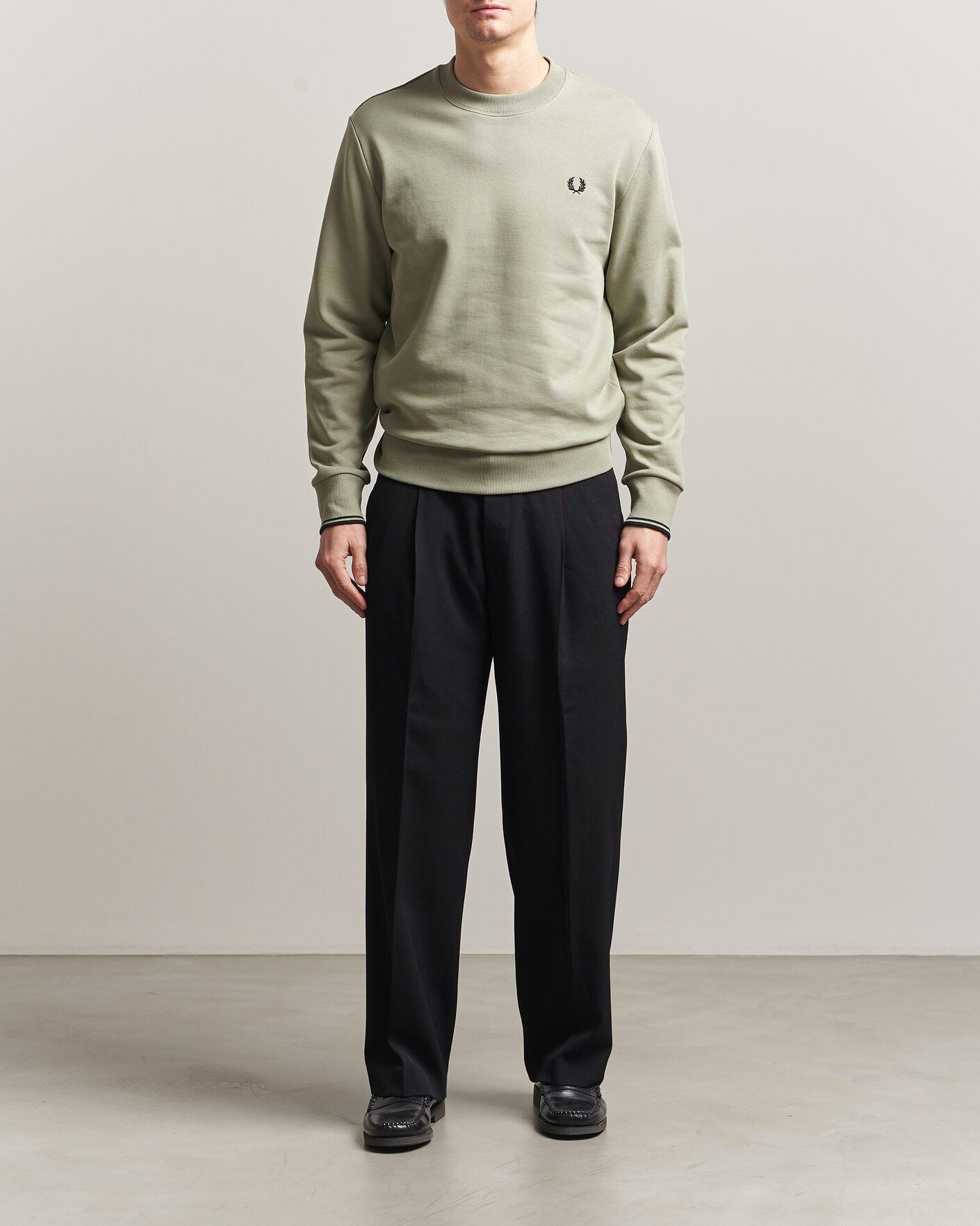 Uomini | Maglieria | Fred Perry | Crew Neck Sweatshirt Seagrass Green