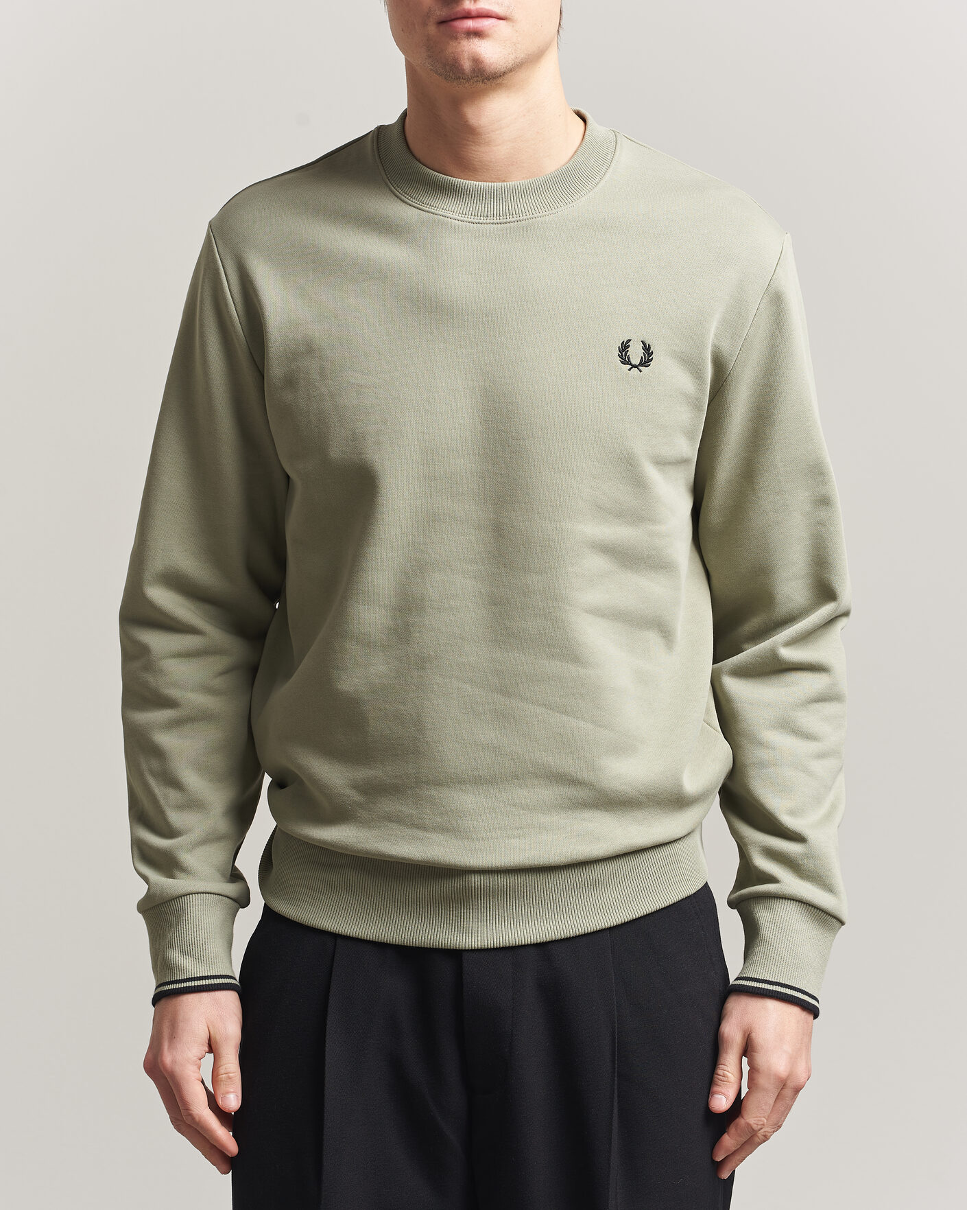 Uomini | Maglieria | Fred Perry | Crew Neck Sweatshirt Seagrass Green