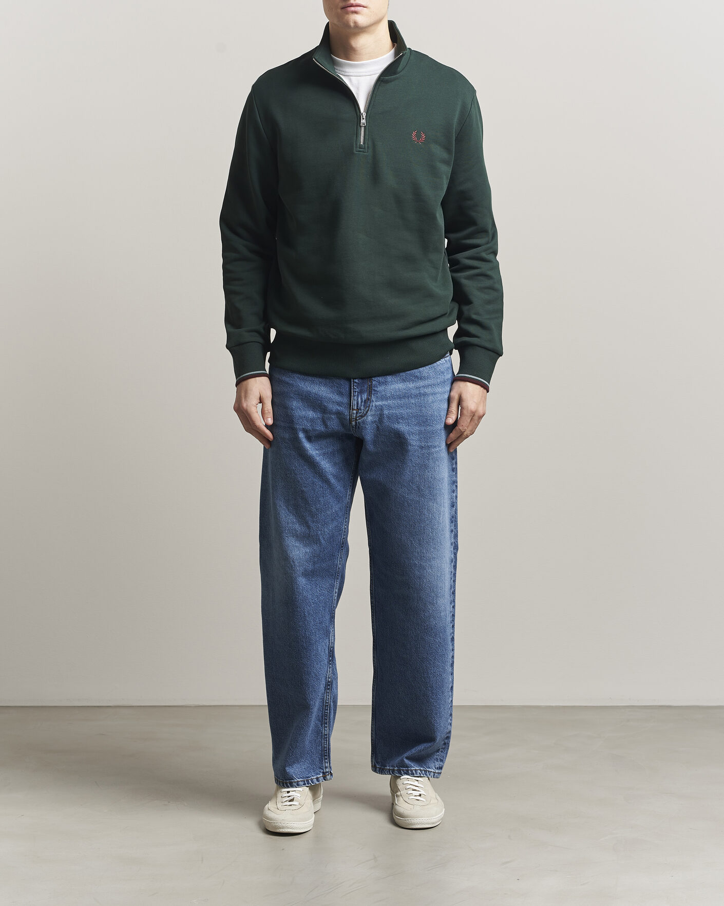 Uomini | Maglieria | Fred Perry | Half Zip Sweatshirt Grassroots Green