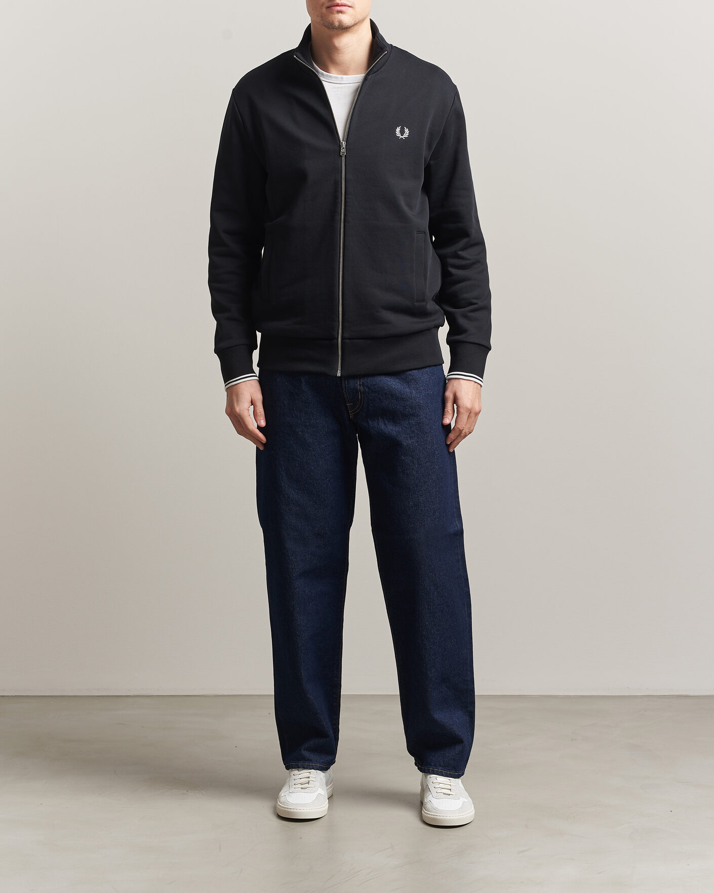 Uomini | Maglieria | Fred Perry | Full Zip Sweatshirt Black