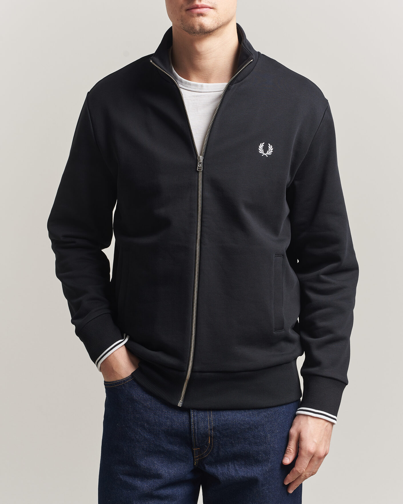 Uomini | Maglieria | Fred Perry | Full Zip Sweatshirt Black