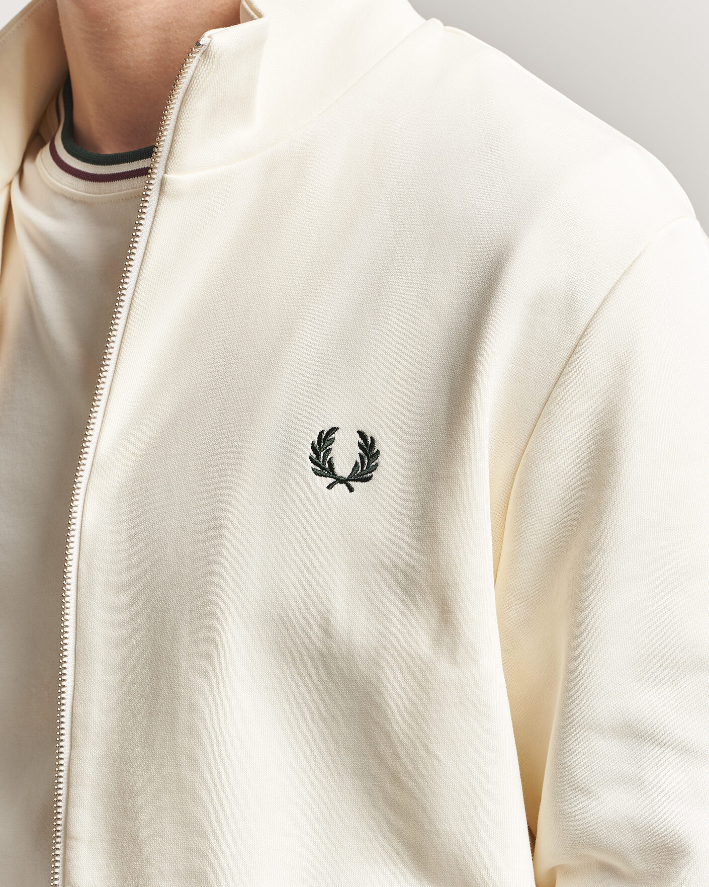 Uomini | Maglieria | Fred Perry | Full Zip Sweatshirt Ecru