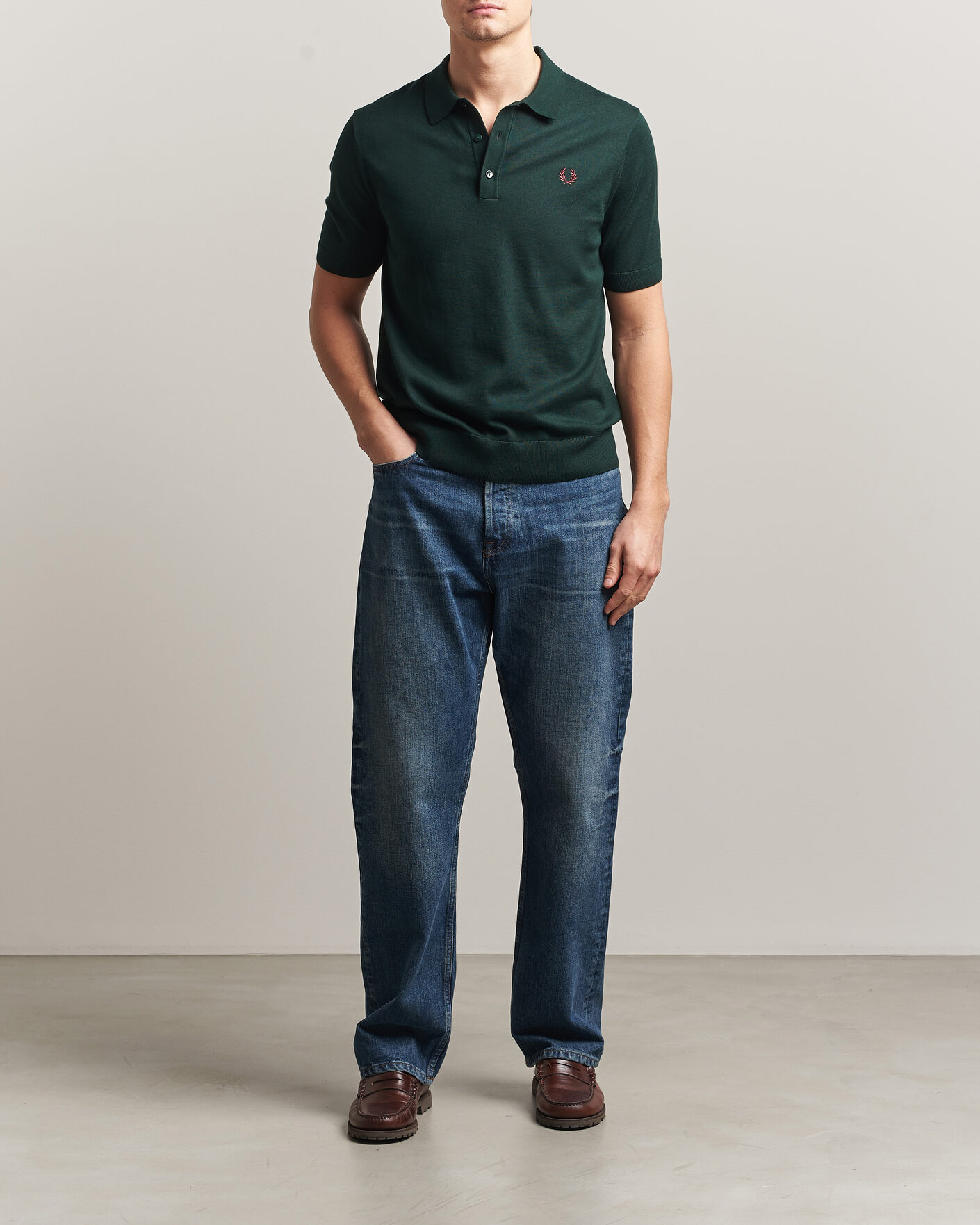 Uomini | Polo | Fred Perry | Cotton Knitted Polo Grassroots Green