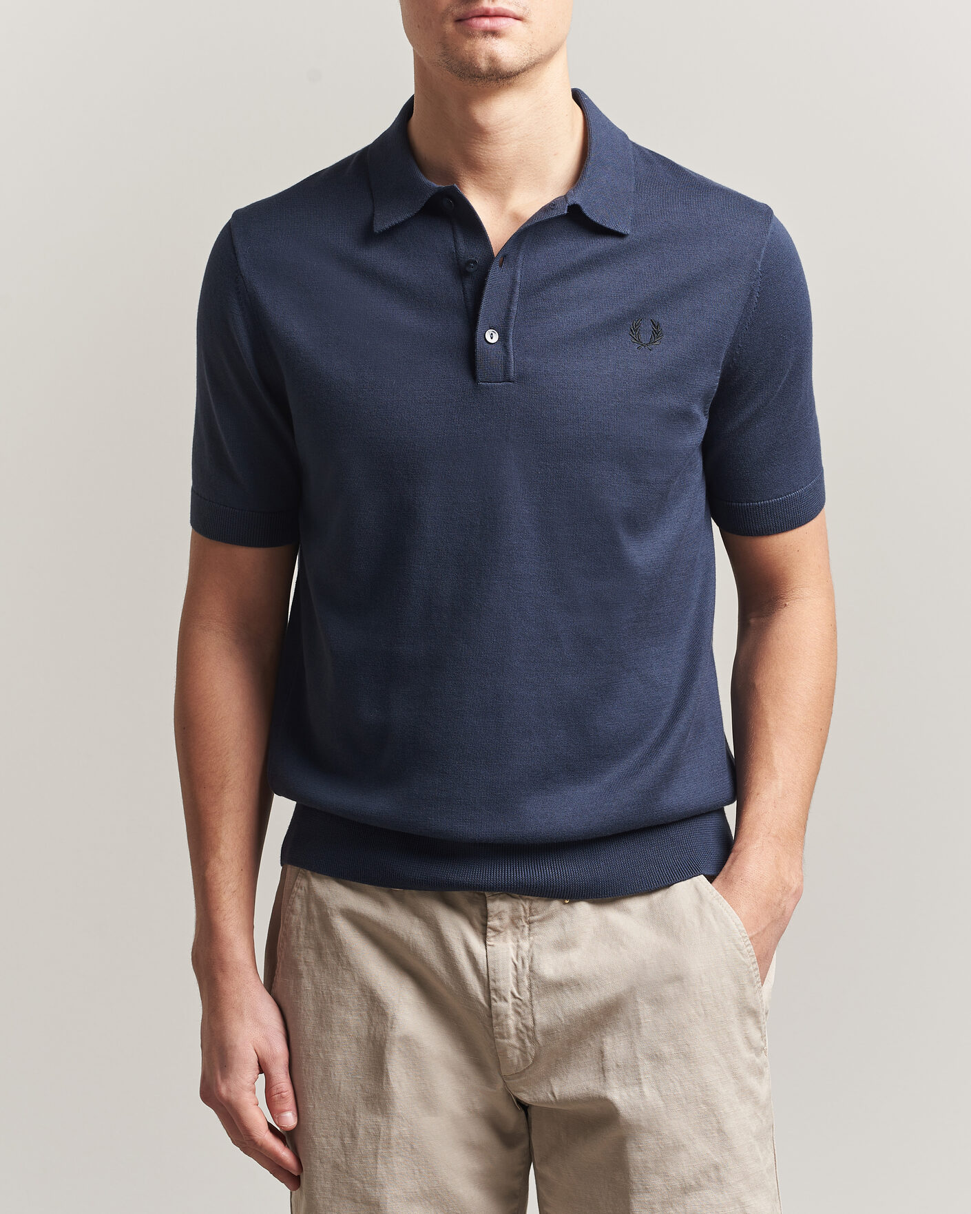 Uomini | Polo | Fred Perry | Cotton Knitted Polo Dark Airforce