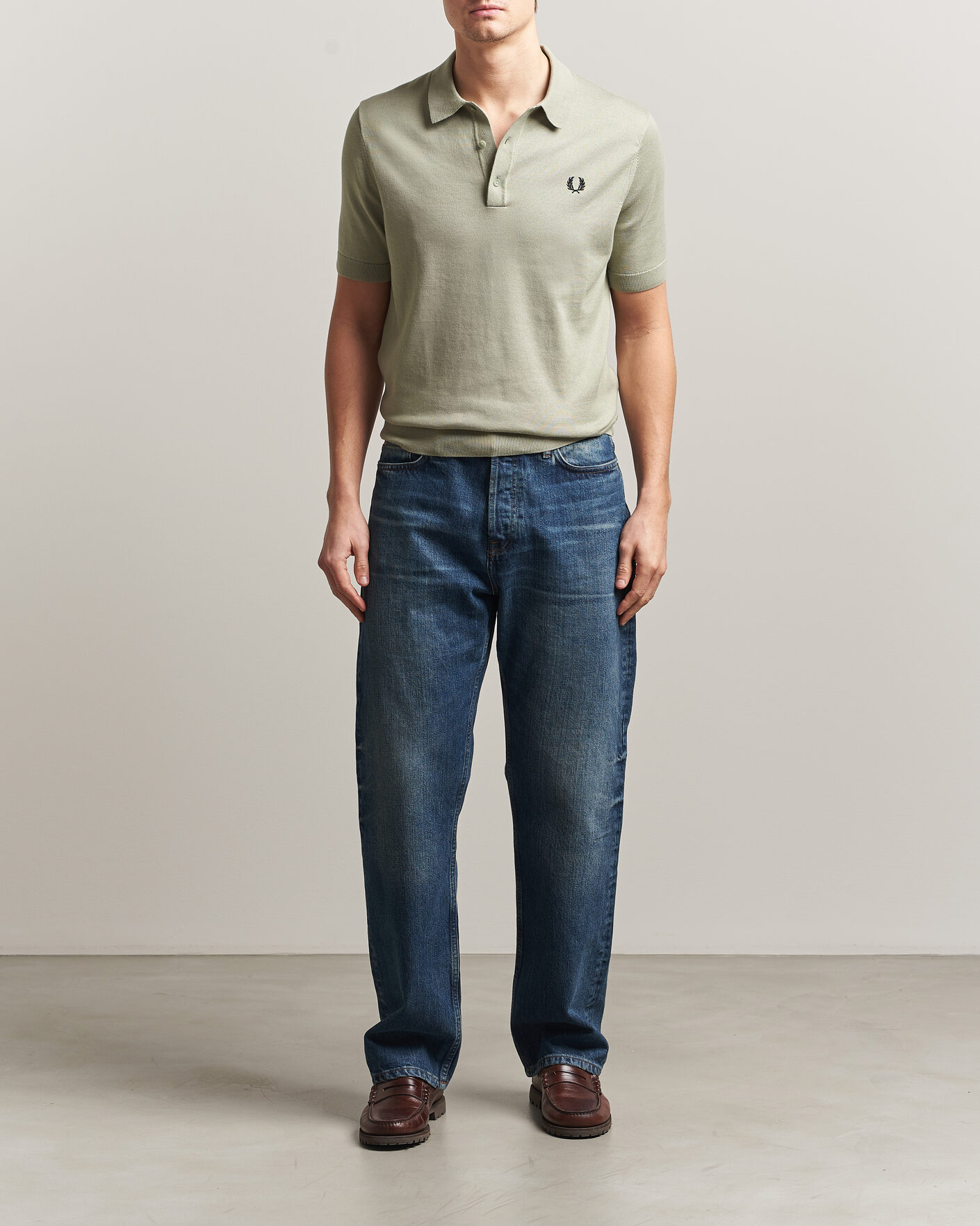 Uomini | Polo | Fred Perry | Cotton Knitted Polo Seagrass Green
