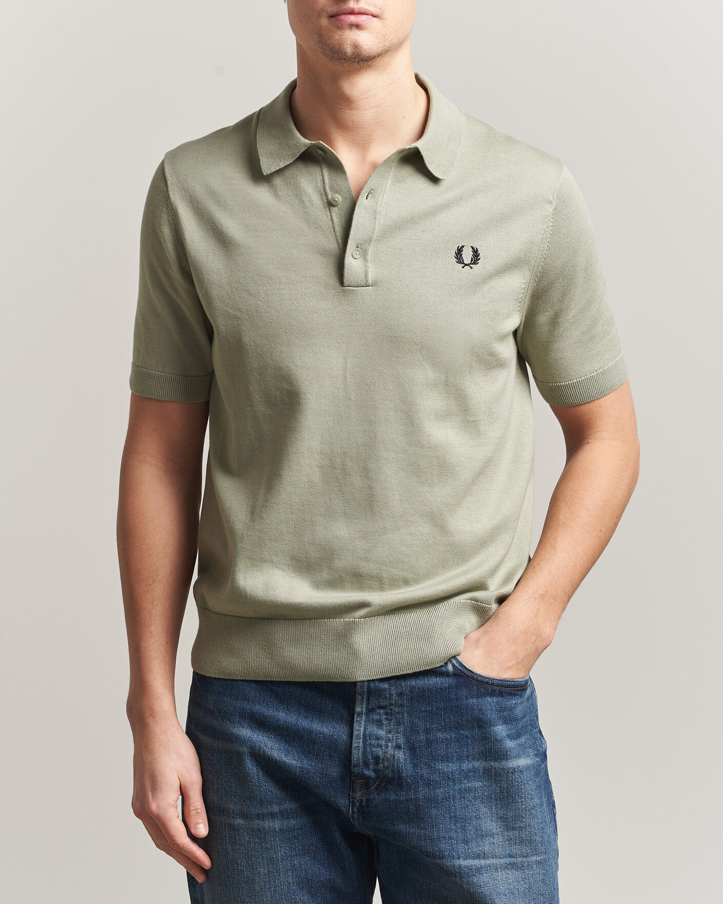 Uomini | Polo | Fred Perry | Cotton Knitted Polo Seagrass Green