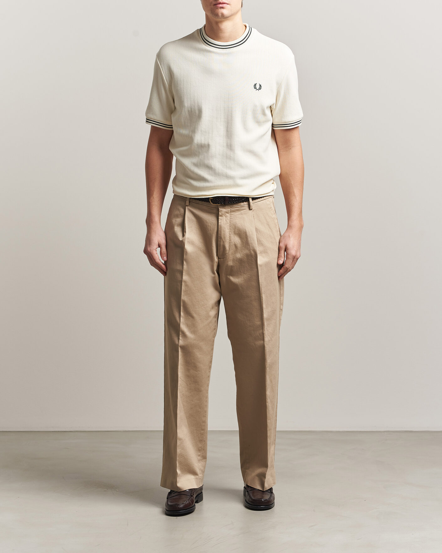 Uomini | T-shirt | Fred Perry | Rib Knitted T-Shirt Ecru