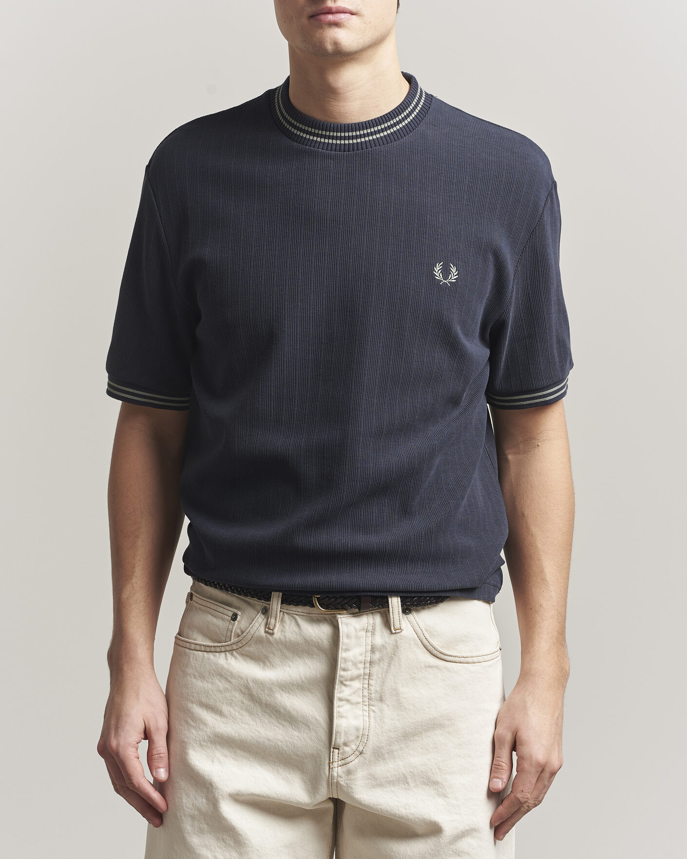 Uomini | T-shirt | Fred Perry | Rib Knitted T-Shirt Navy