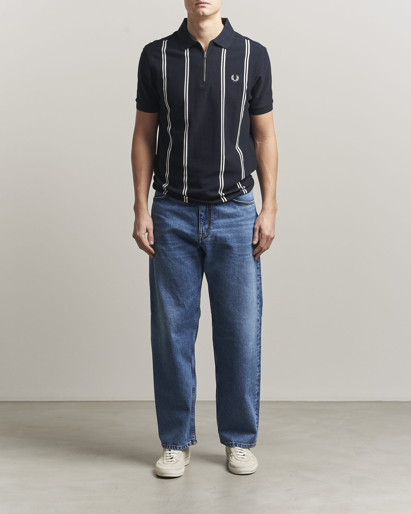 Uomini | Polo | Fred Perry | Vertical Striped Polo Navy