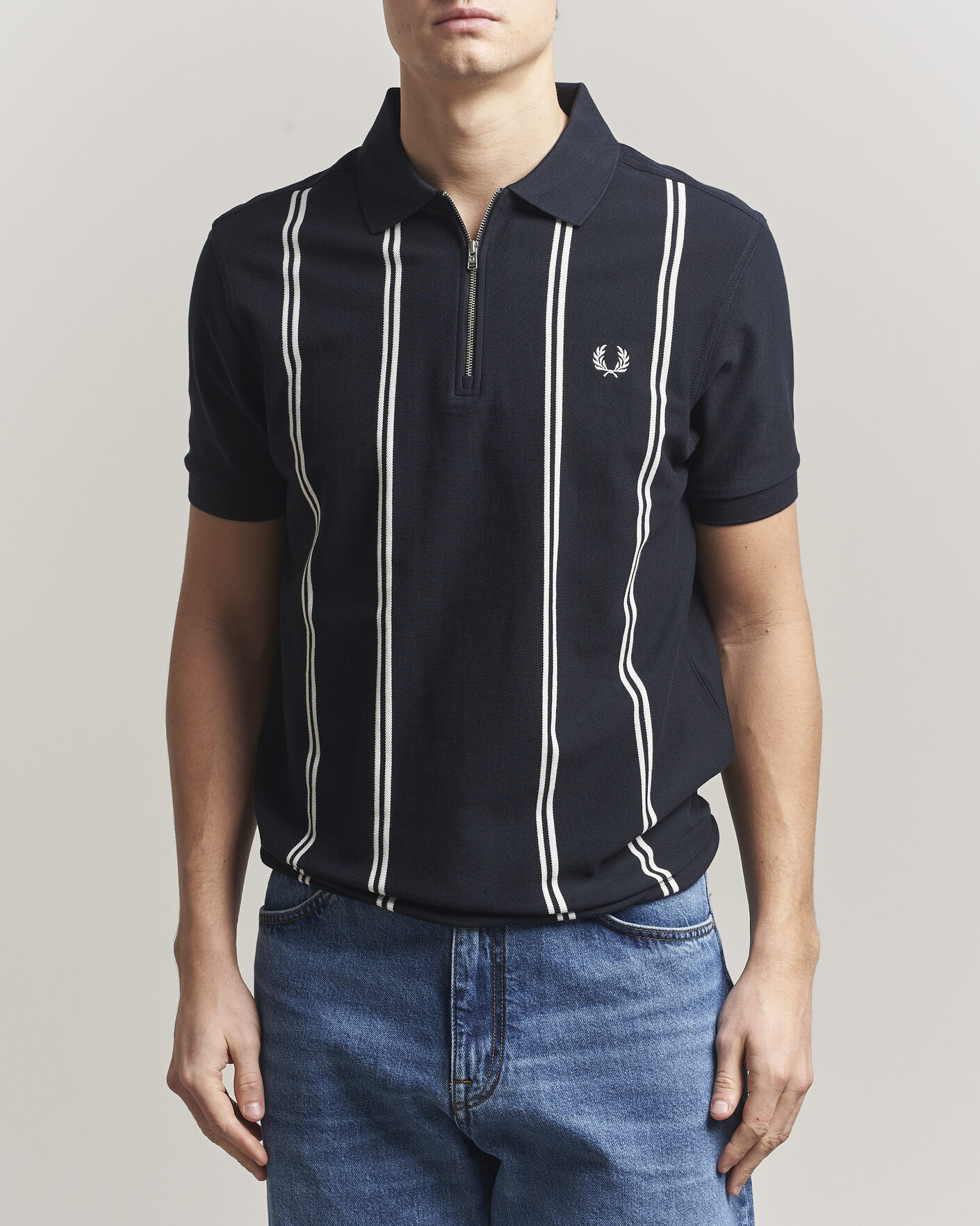 Uomini | Polo | Fred Perry | Vertical Striped Polo Navy