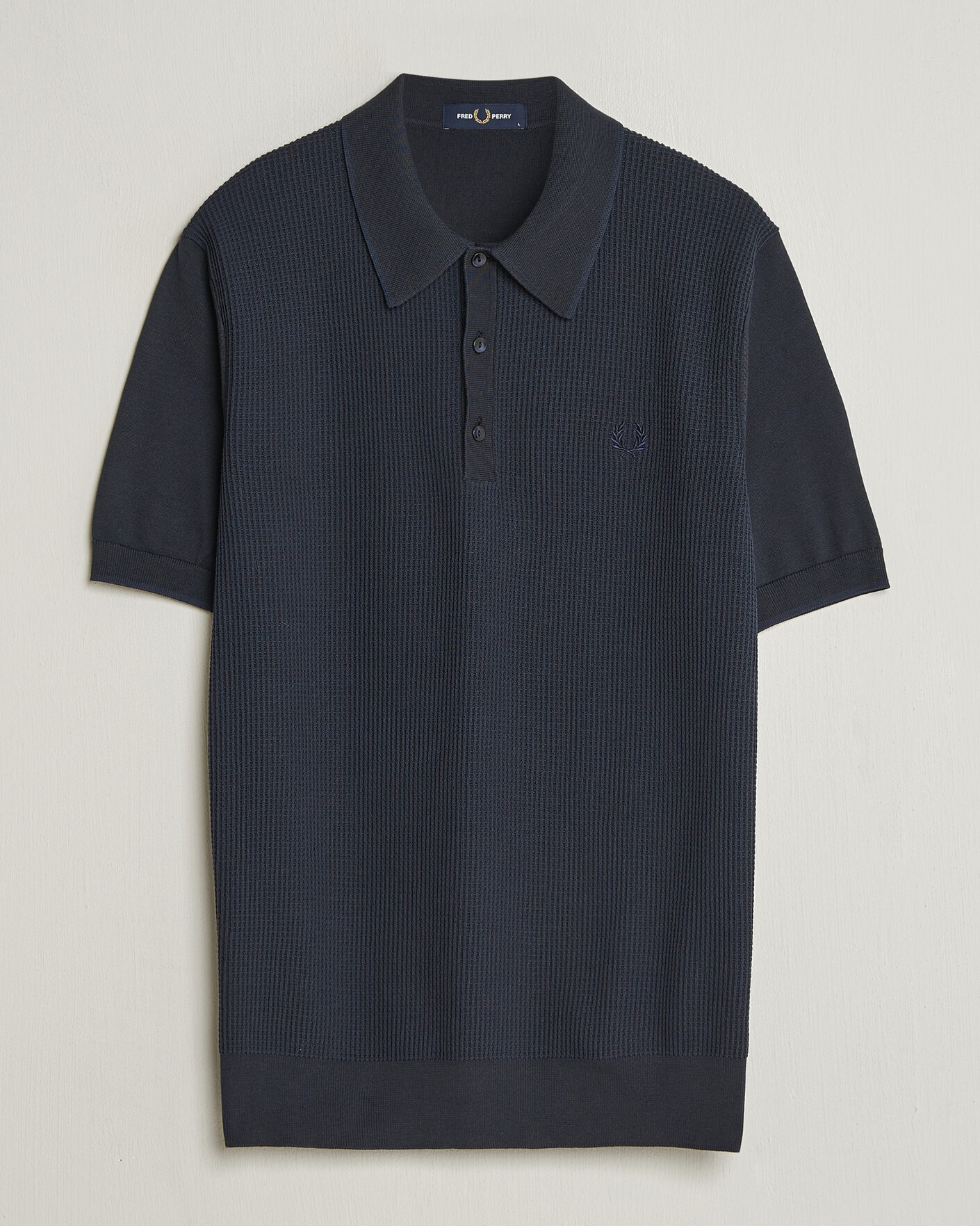 Uomini | Polo | Fred Perry | Waffle Knitted Polo Navy