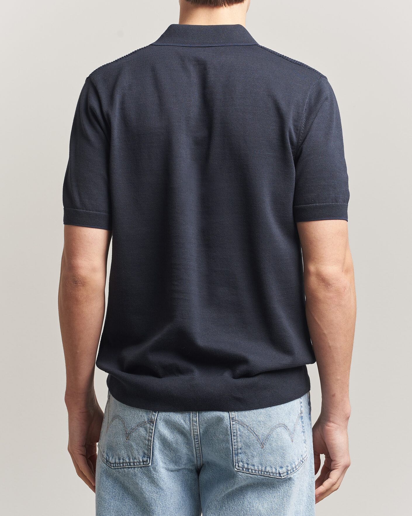 Uomini | Polo | Fred Perry | Waffle Knitted Polo Navy