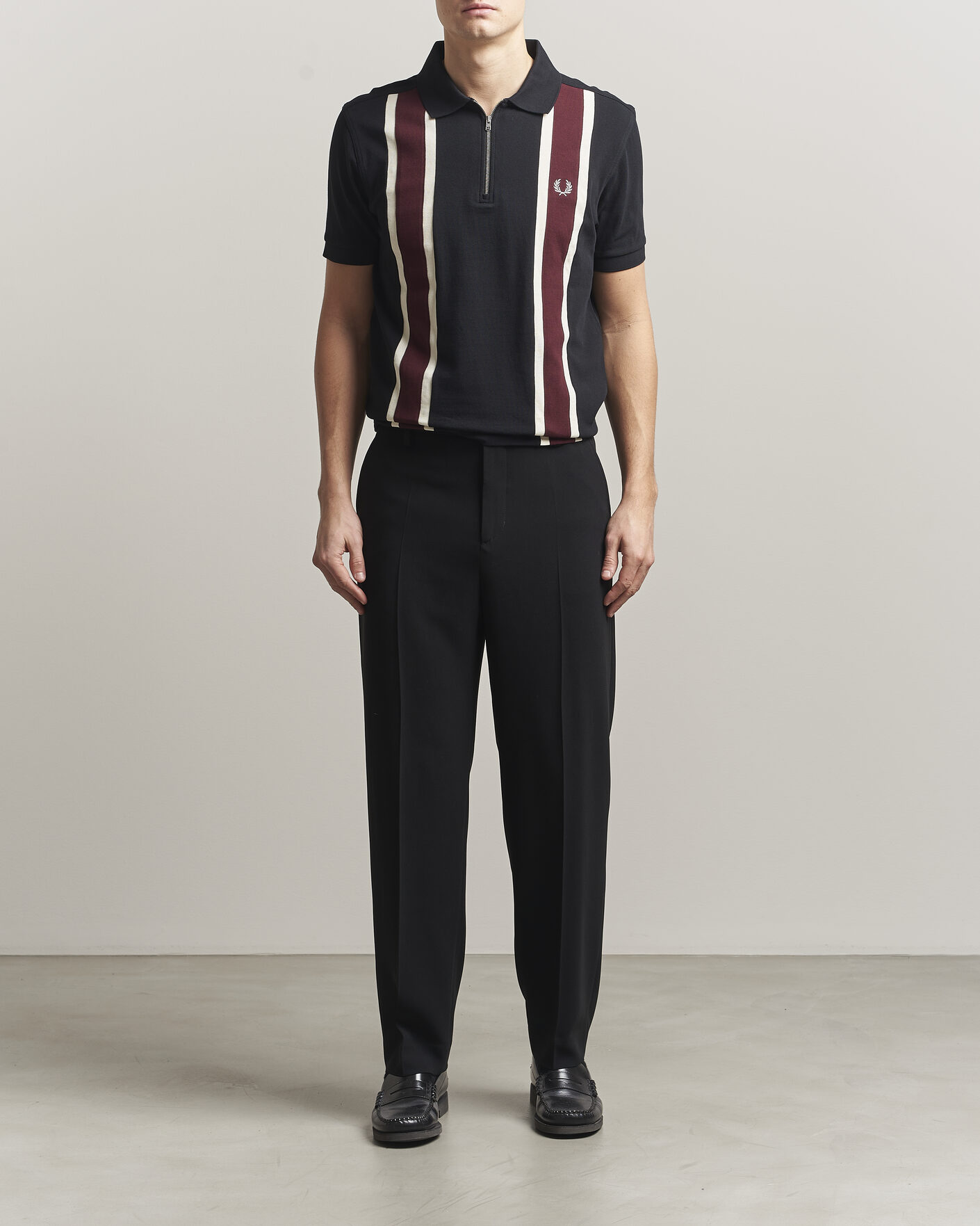 Uomini | Polo | Fred Perry | Tramline Half Zip Polo Black