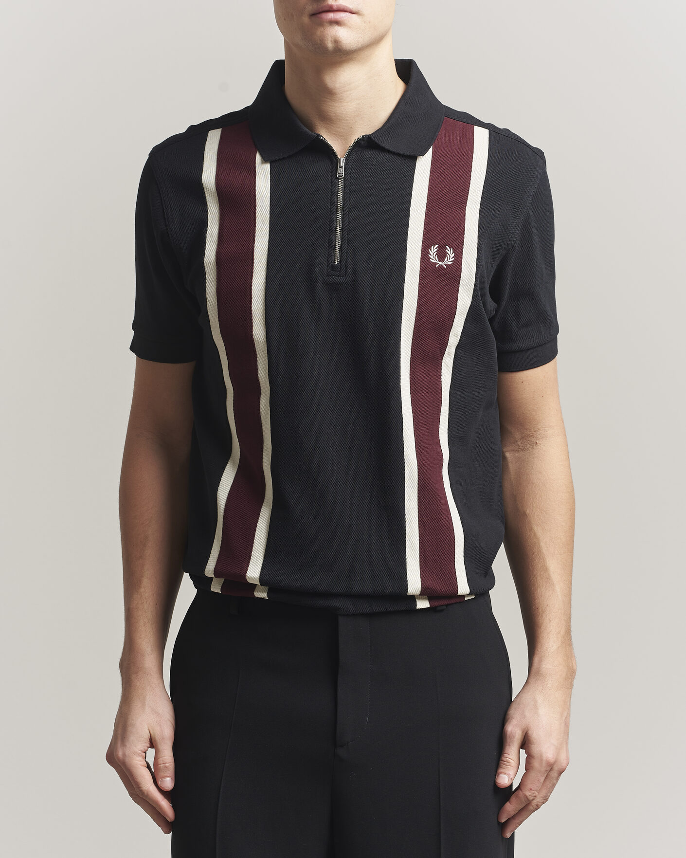 Uomini | Polo | Fred Perry | Tramline Half Zip Polo Black