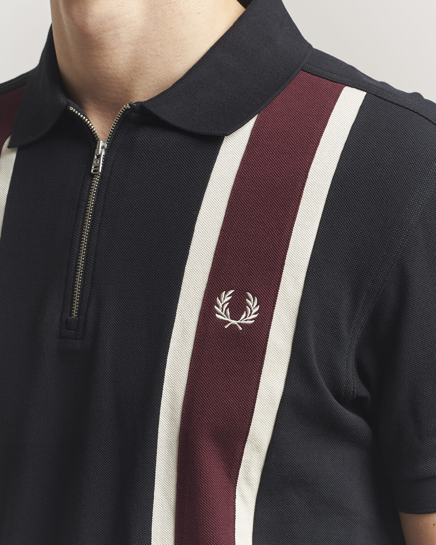 Uomini | Polo | Fred Perry | Tramline Half Zip Polo Black