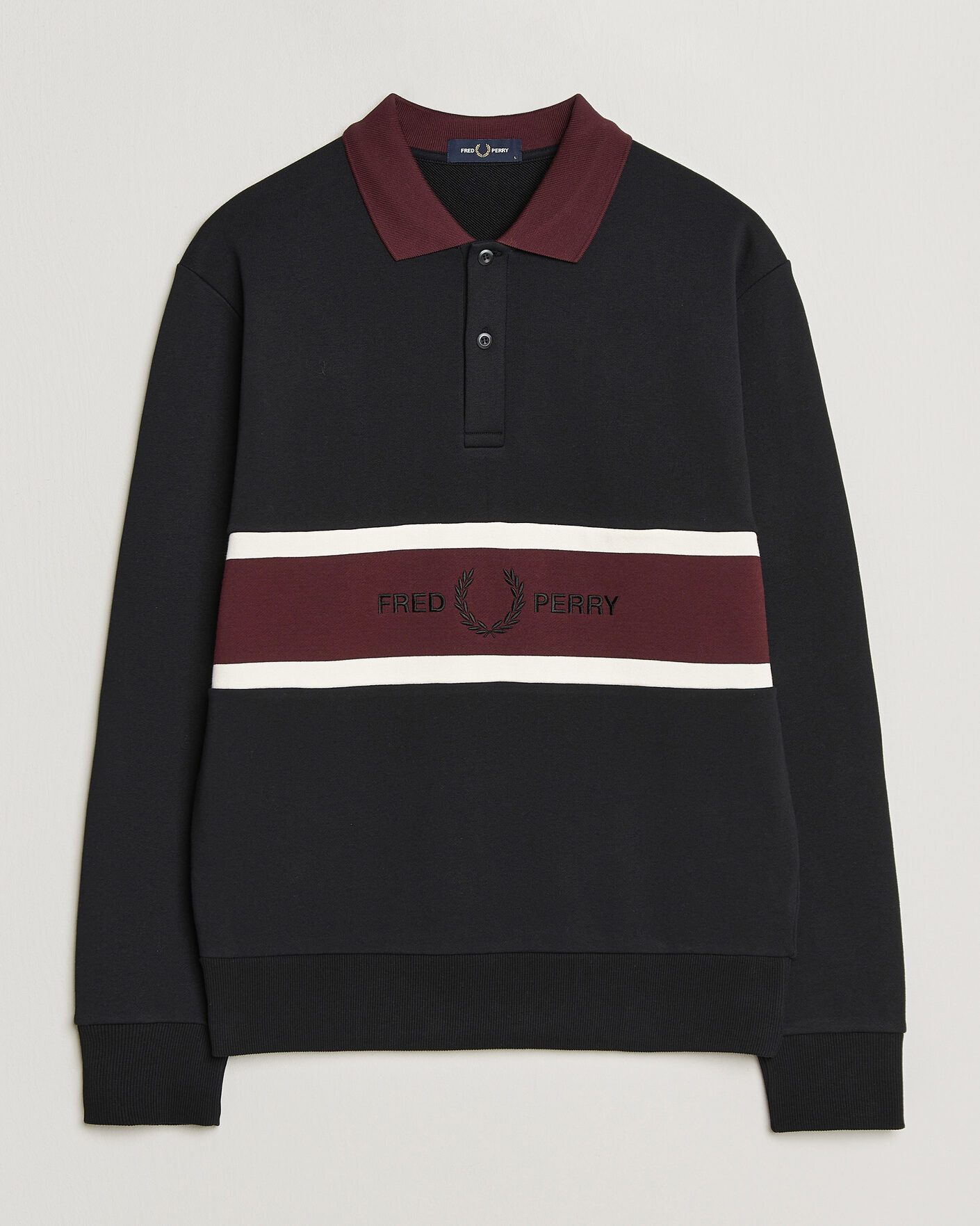 Uomini | Maglieria | Fred Perry | Embroidered Paneled Polo Sweater Black