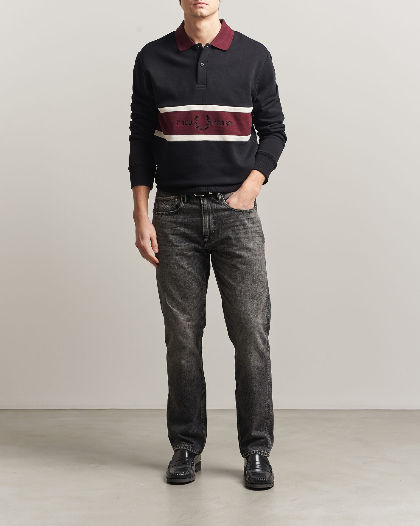 Uomini | Maglieria | Fred Perry | Embroidered Paneled Polo Sweater Black