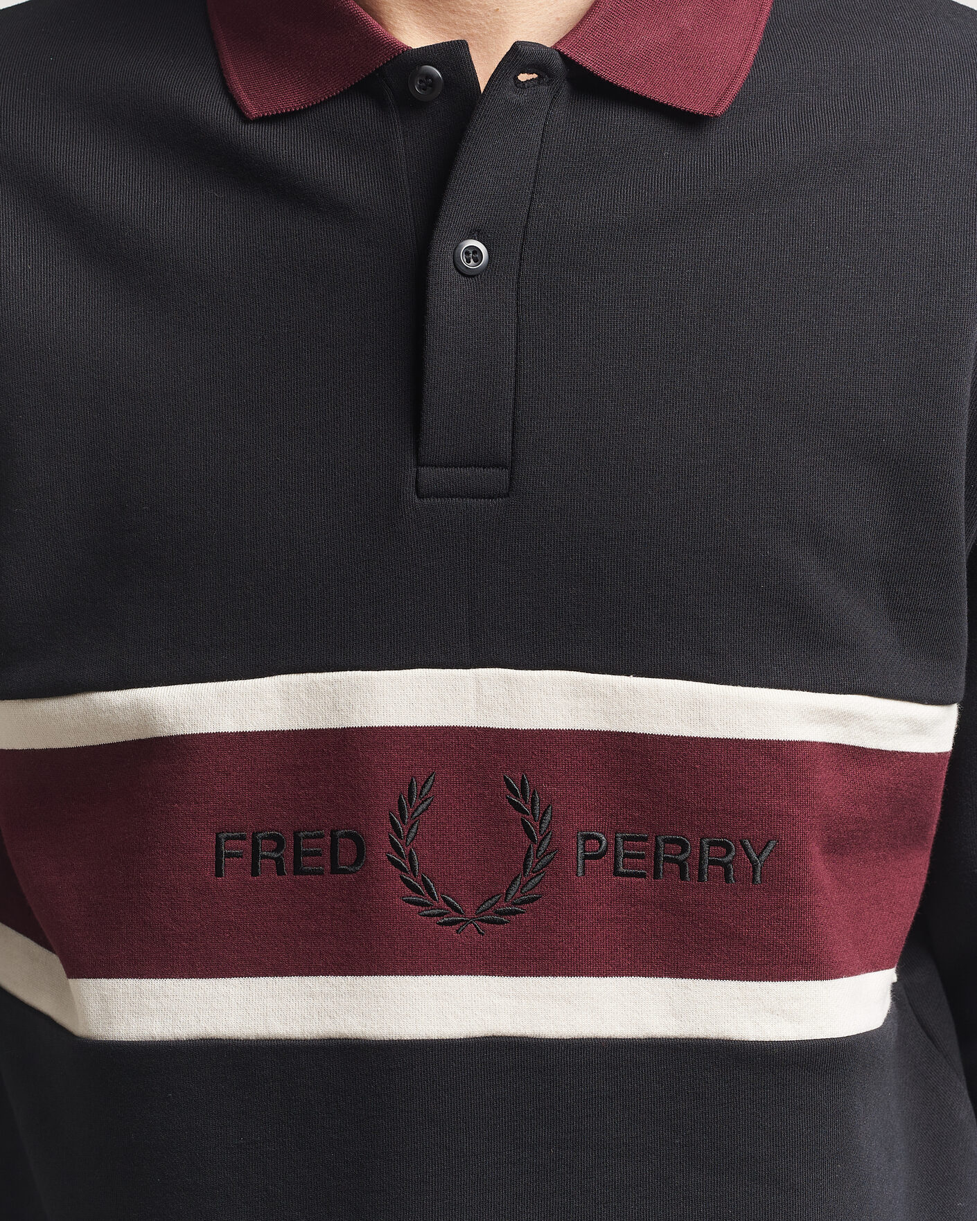 Uomini | Maglieria | Fred Perry | Embroidered Paneled Polo Sweater Black