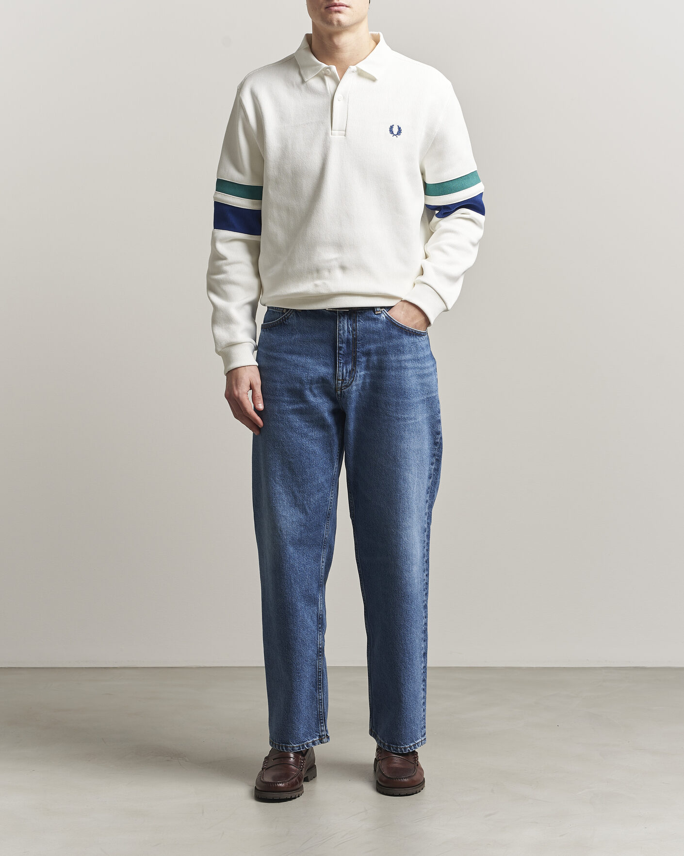 Uomini | Maglieria | Fred Perry | Tipped Sleeve Rugger Snow White