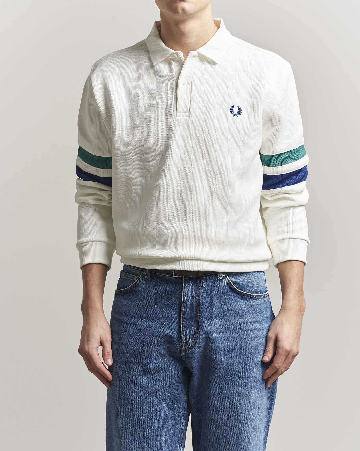 Uomini | Maglieria | Fred Perry | Tipped Sleeve Rugger Snow White
