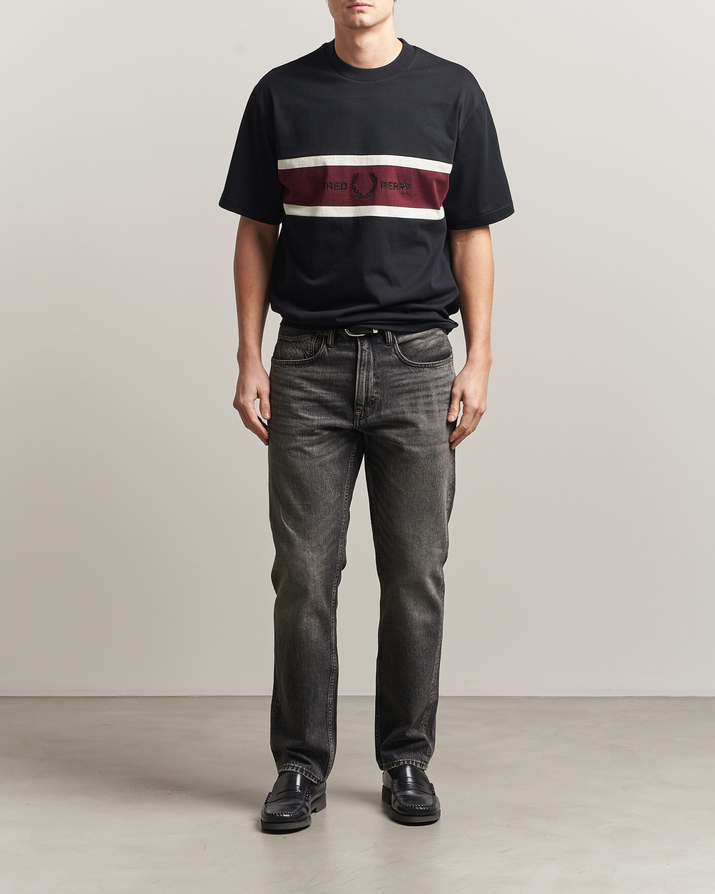 Uomini | T-shirt | Fred Perry | Embroidered Paneled T-Shirt Black