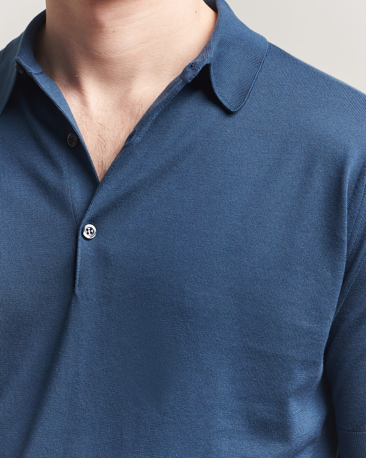 Uomini | Polo | John Smedley | Adrian Slim Fit Sea Island Cotton Polo Delft Blue