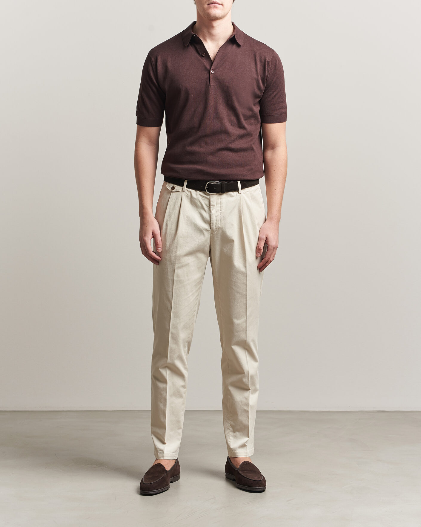 Uomini | Polo | John Smedley | Adrian Slim Fit Sea Island Cotton Polo Raisin Brown