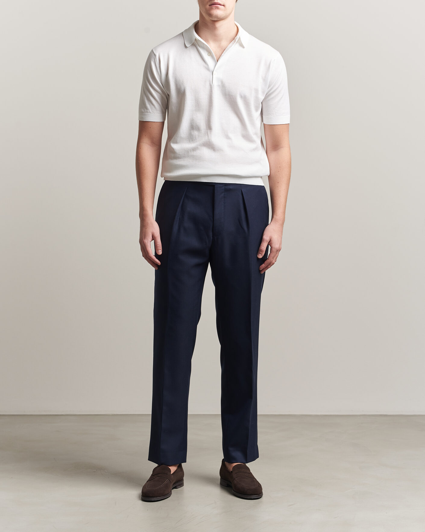 Uomini | Polo | John Smedley | Adrian Slim Fit Sea Island Cotton Polo White