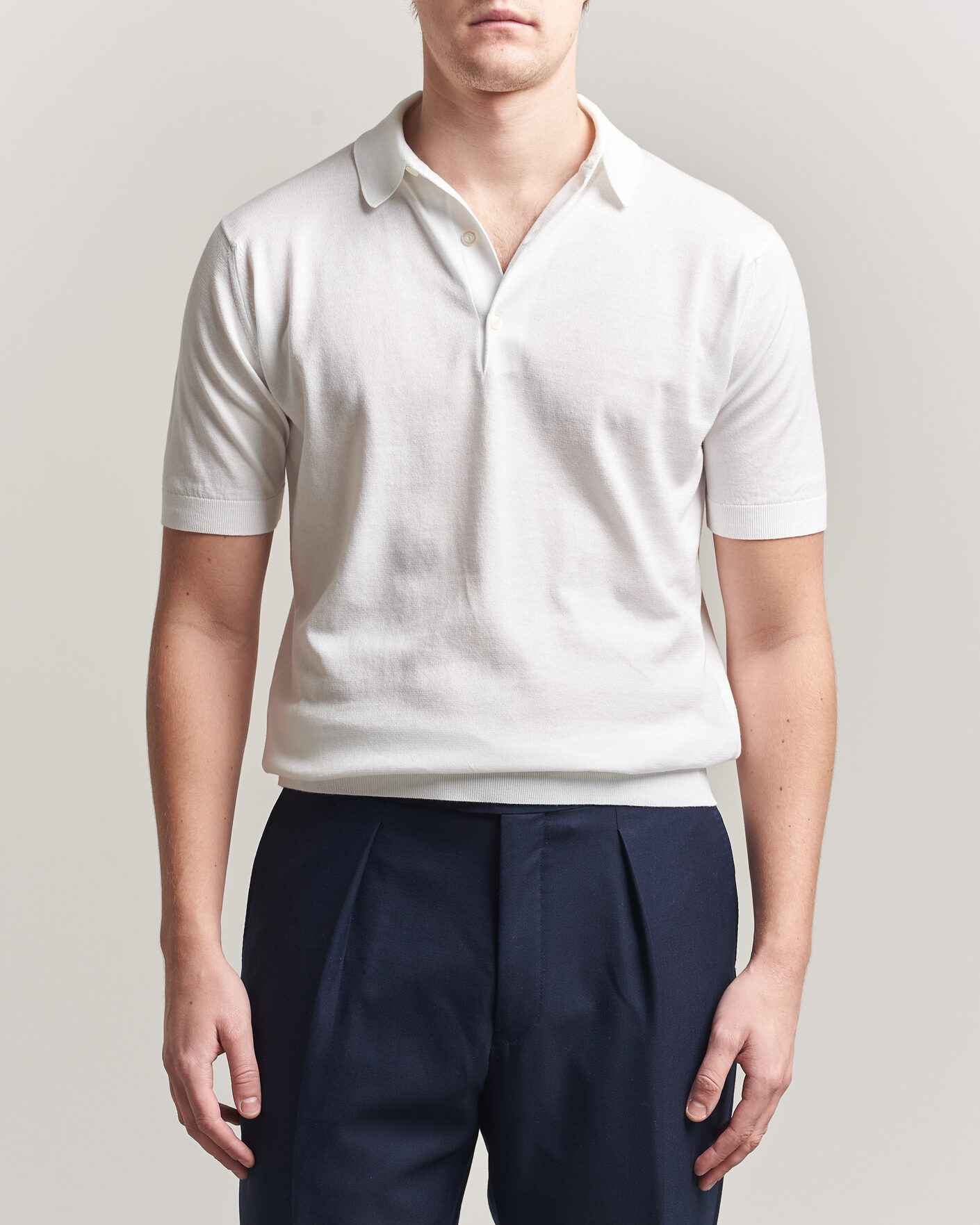 Uomini | Polo | John Smedley | Adrian Slim Fit Sea Island Cotton Polo White