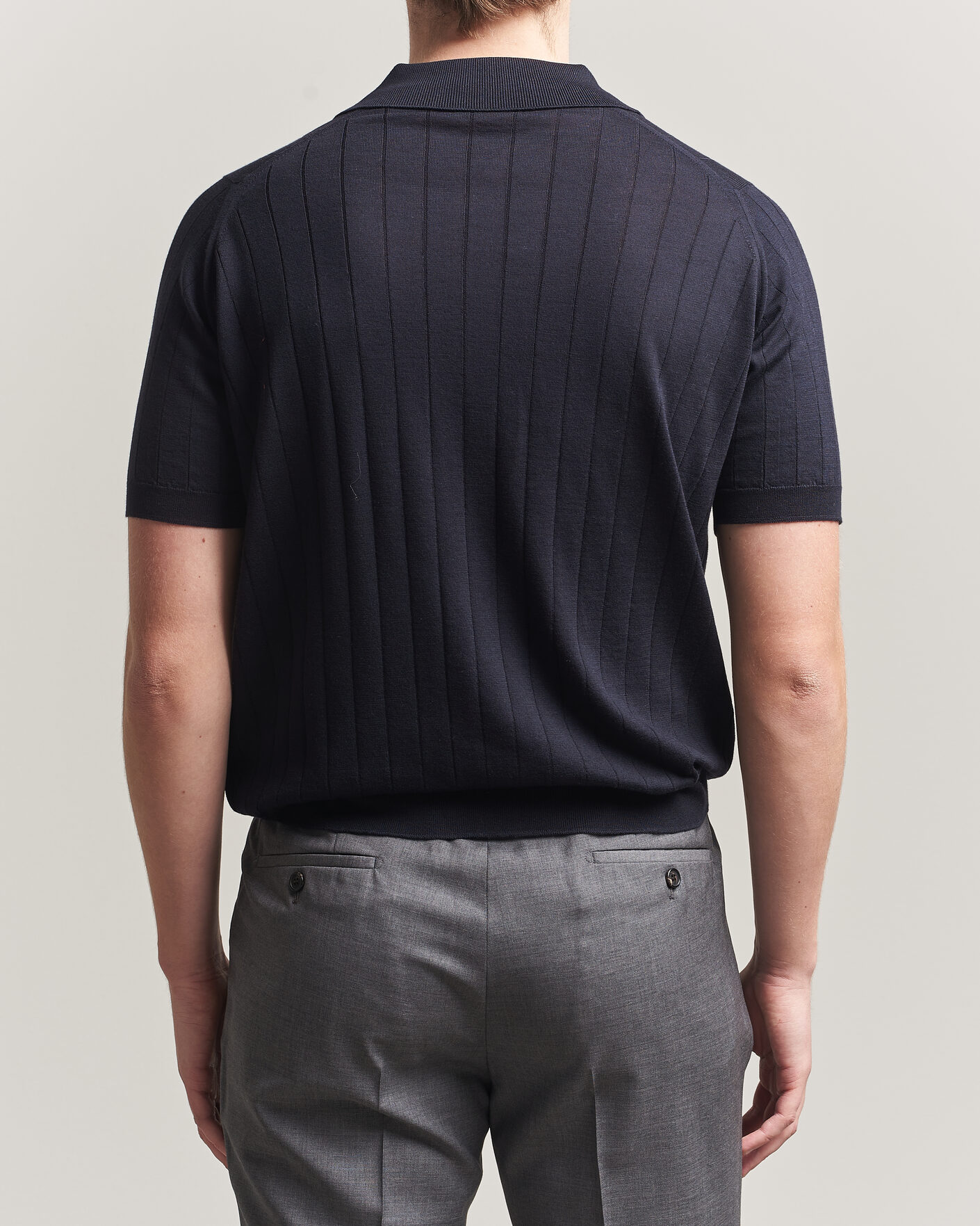 Uomini | Polo | John Smedley | Williams Merino/Cotton Knitted Polo Navy