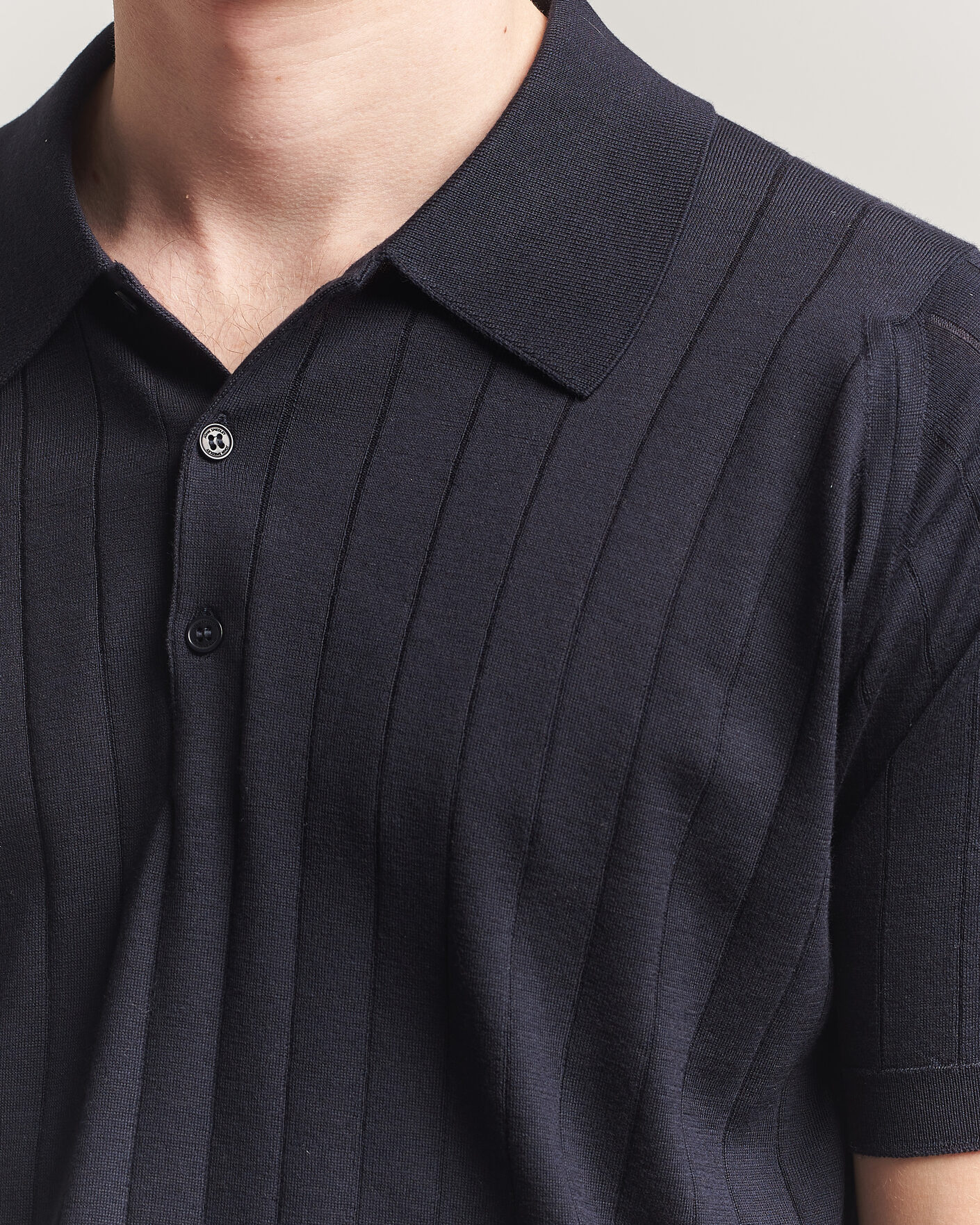 Uomini | Polo | John Smedley | Williams Merino/Cotton Knitted Polo Navy