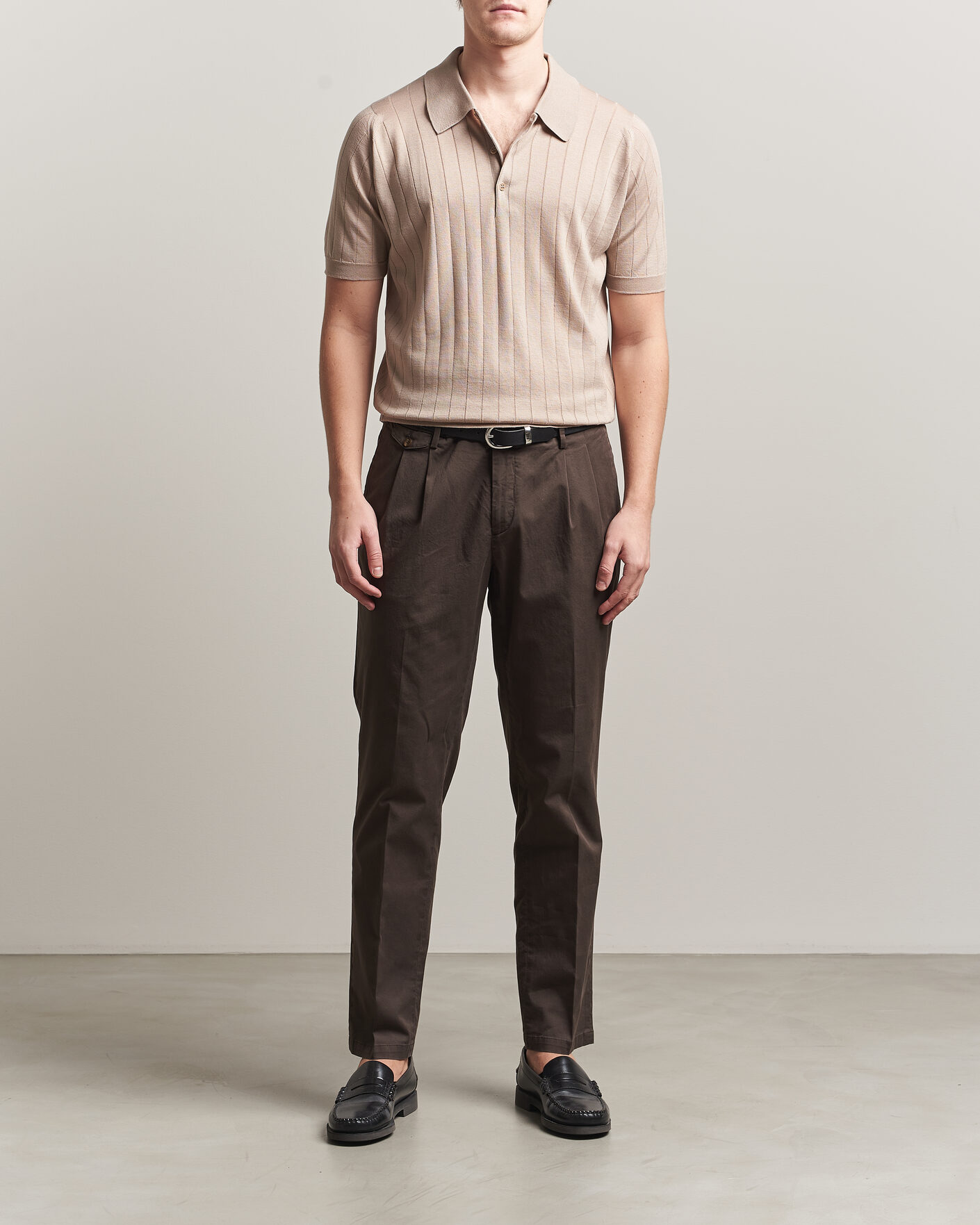 Uomini | Polo | John Smedley | Williams Merino/Cotton Knitted Polo Oat