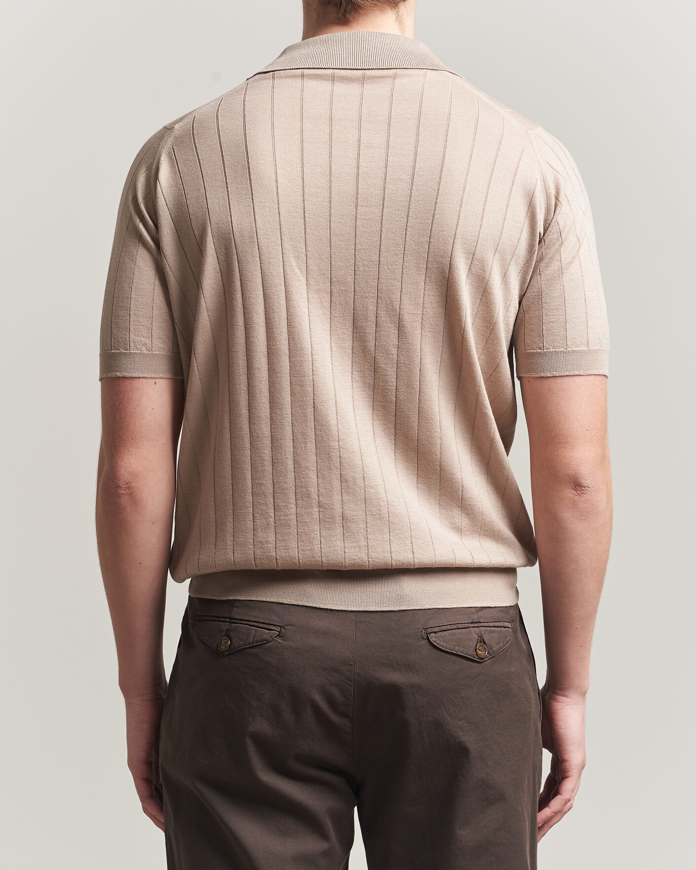 Uomini | Polo | John Smedley | Williams Merino/Cotton Knitted Polo Oat