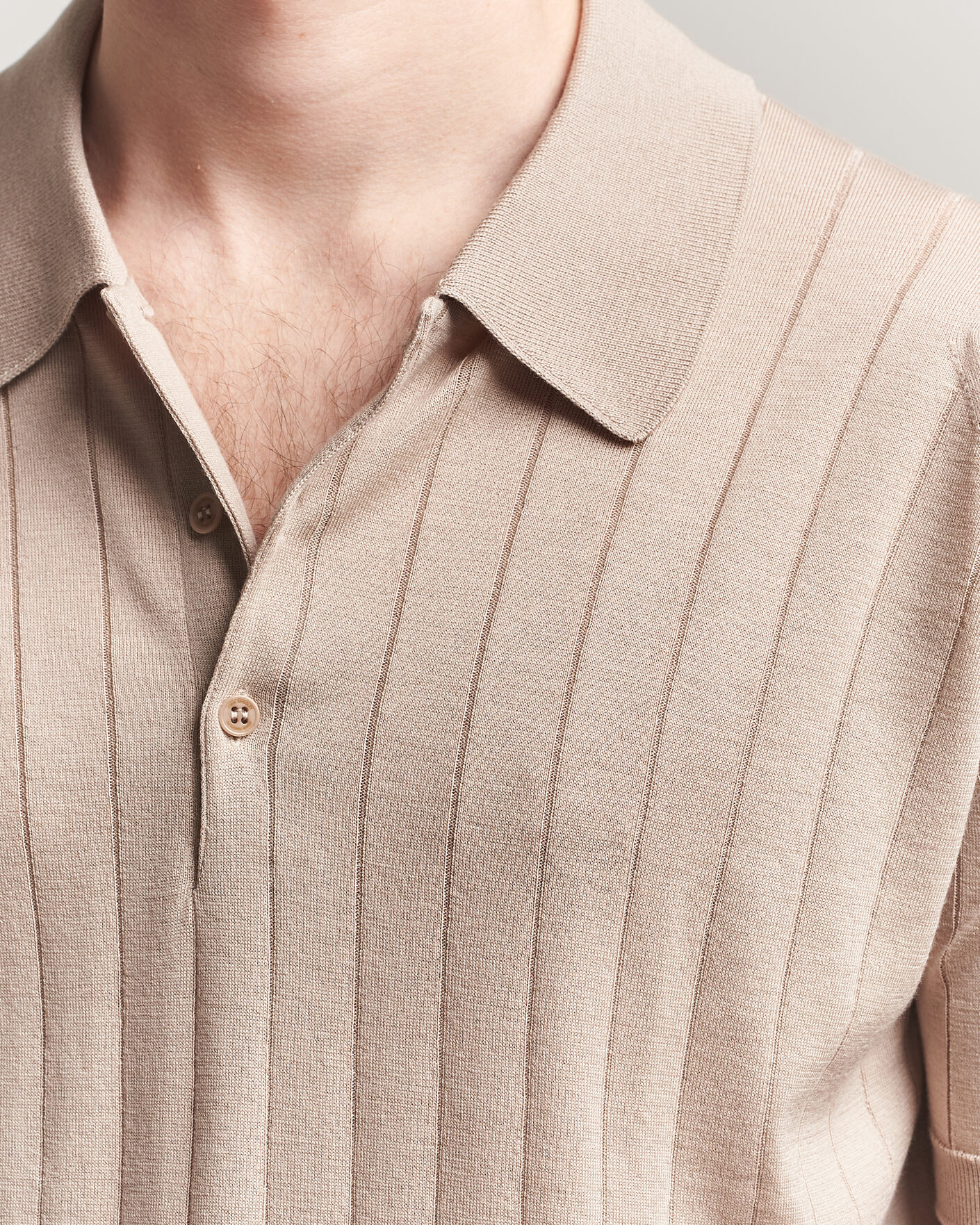 Uomini | Polo | John Smedley | Williams Merino/Cotton Knitted Polo Oat