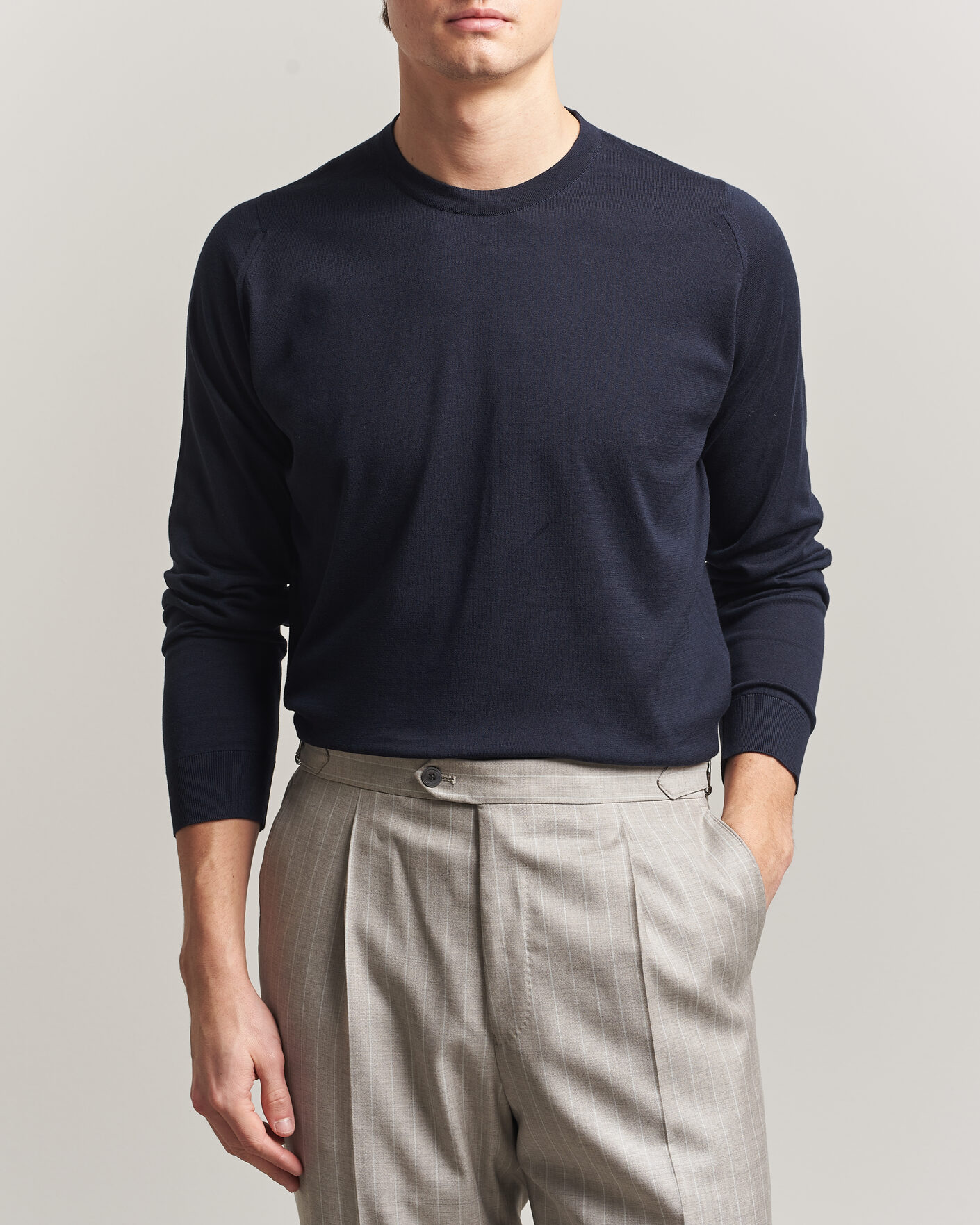 Uomini | Maglieria | John Smedley | Rowland Sea Island Crew Neck Pullover Navy