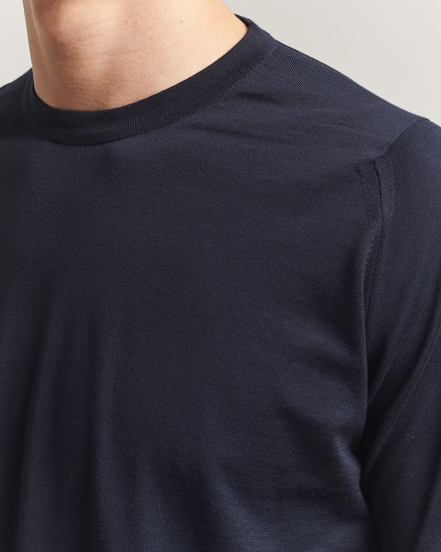 Uomini | Maglieria | John Smedley | Rowland Sea Island Crew Neck Pullover Navy