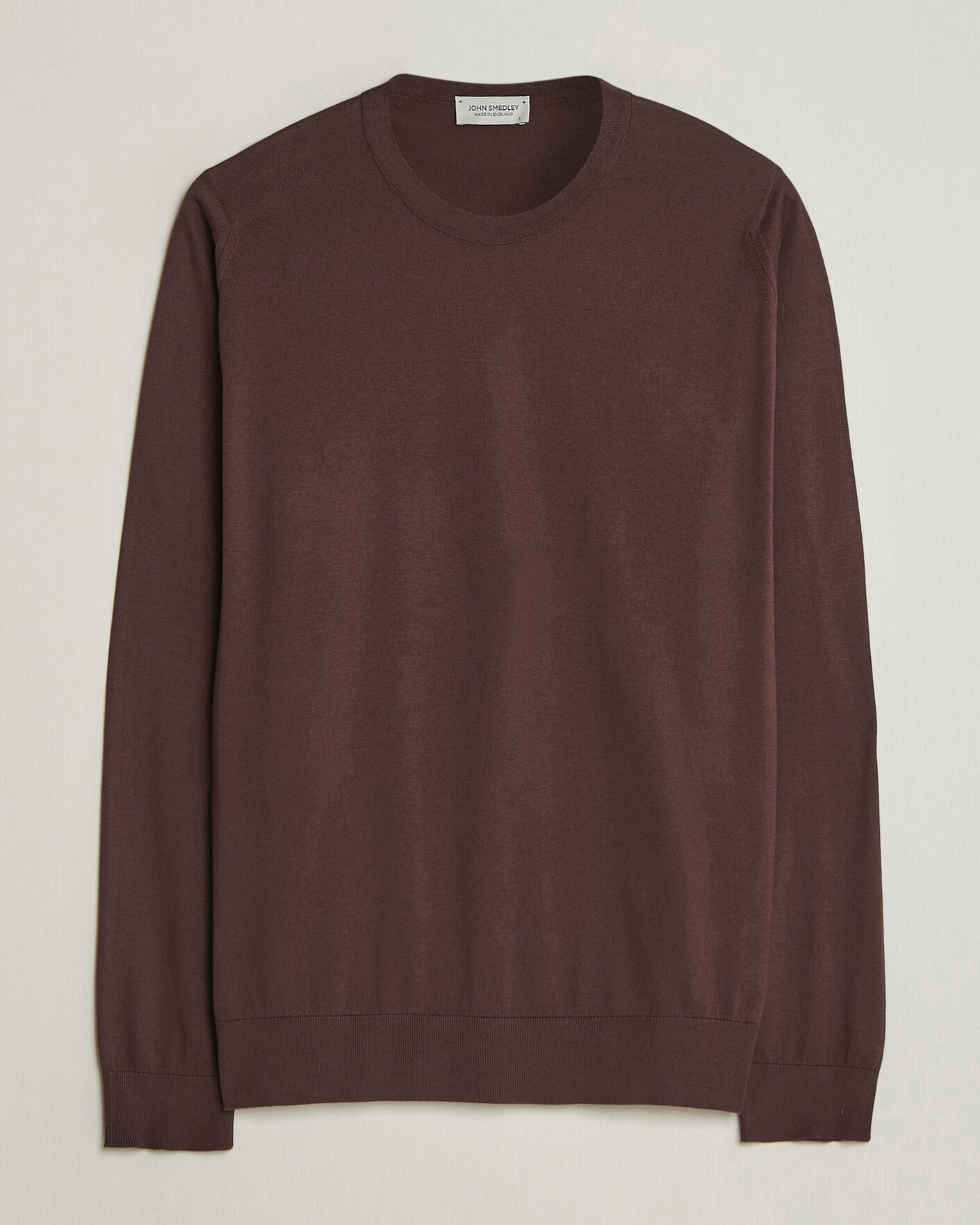 Uomini | Maglieria | John Smedley | Rowland Sea Island Crew Neck Pullover Raisin Brown