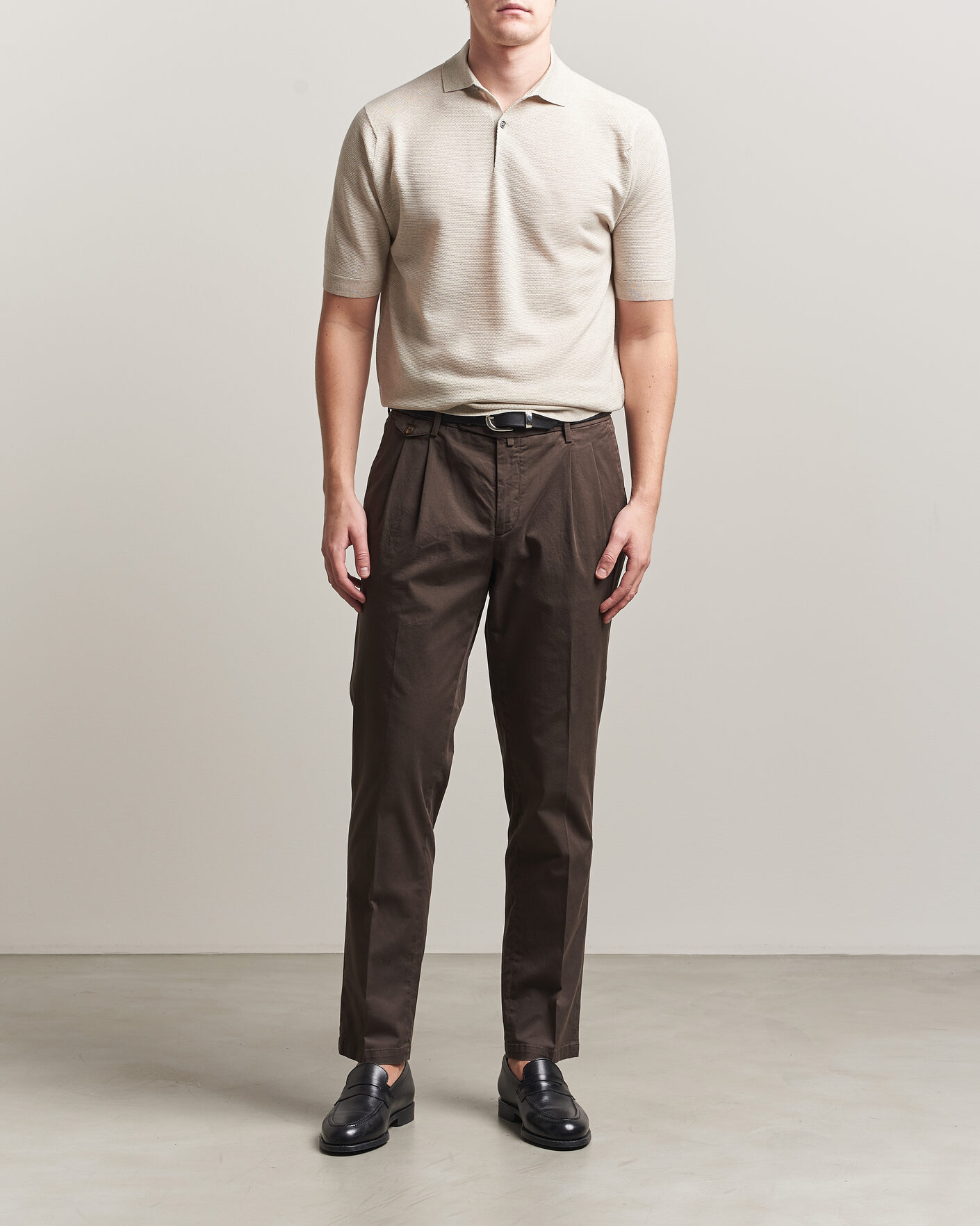 Uomini | Polo | John Smedley | 14 Singular Knitted Textured Polo Grey Fleece