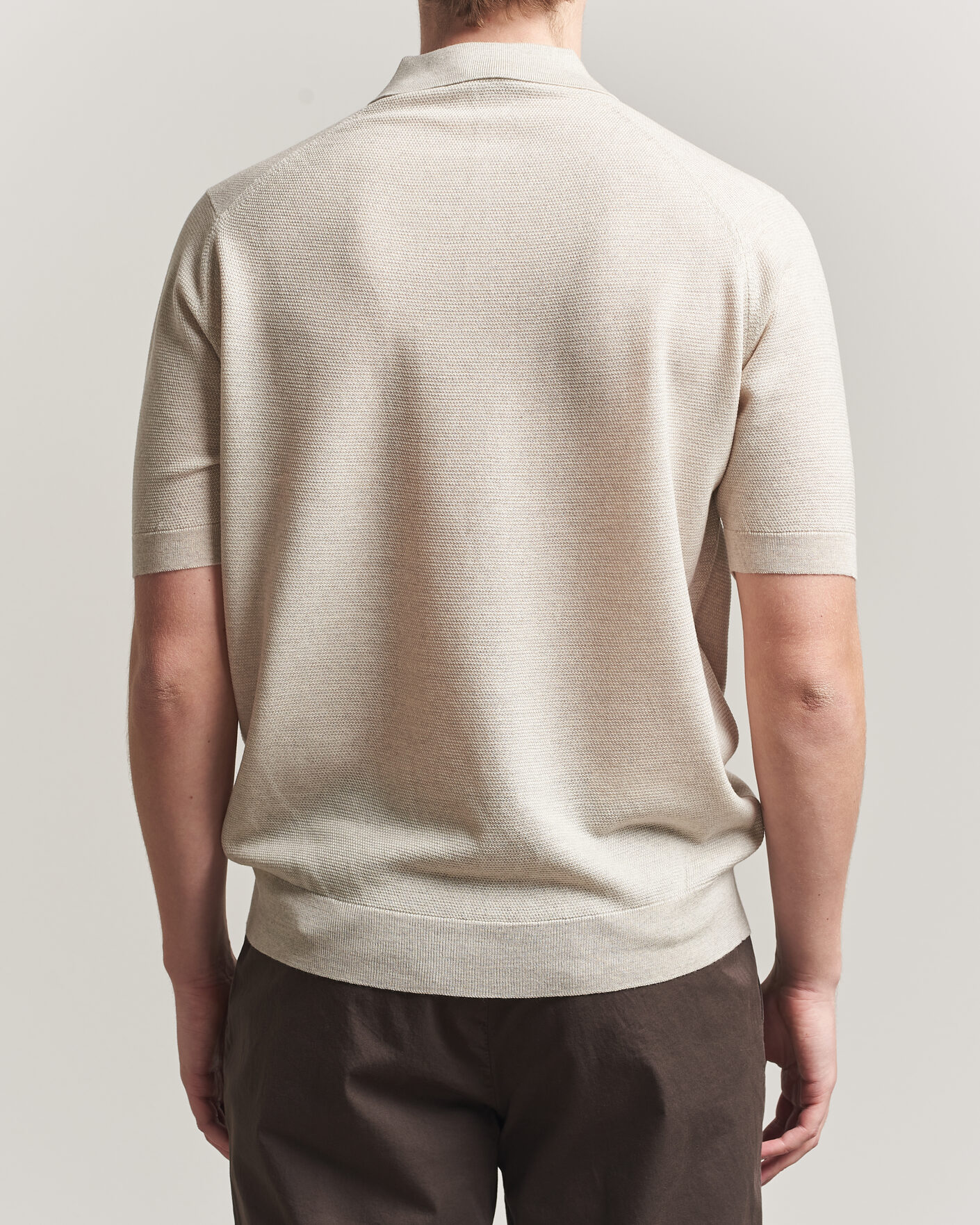 Uomini | Polo | John Smedley | 14 Singular Knitted Textured Polo Grey Fleece