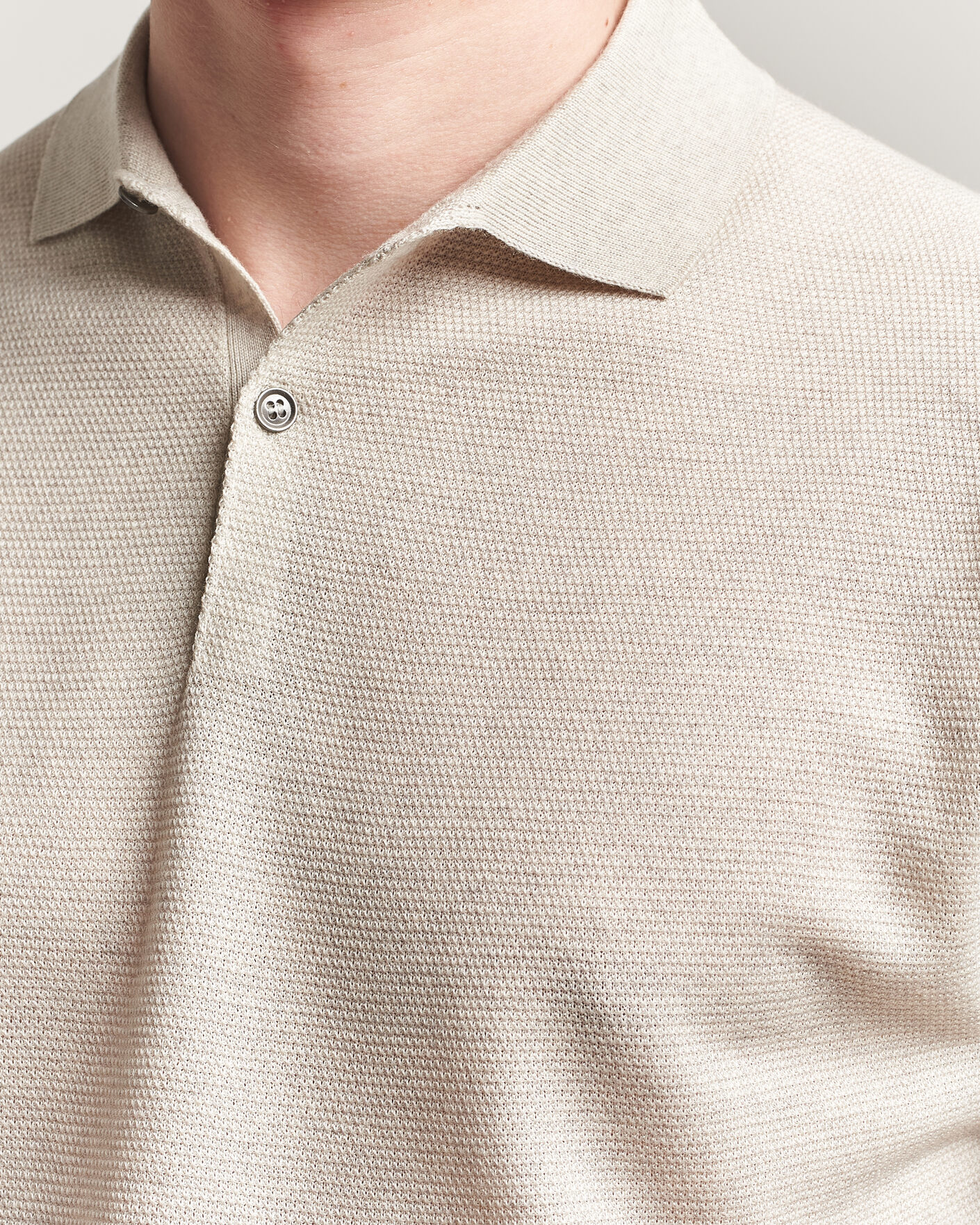 Uomini | Polo | John Smedley | 14 Singular Knitted Textured Polo Grey Fleece